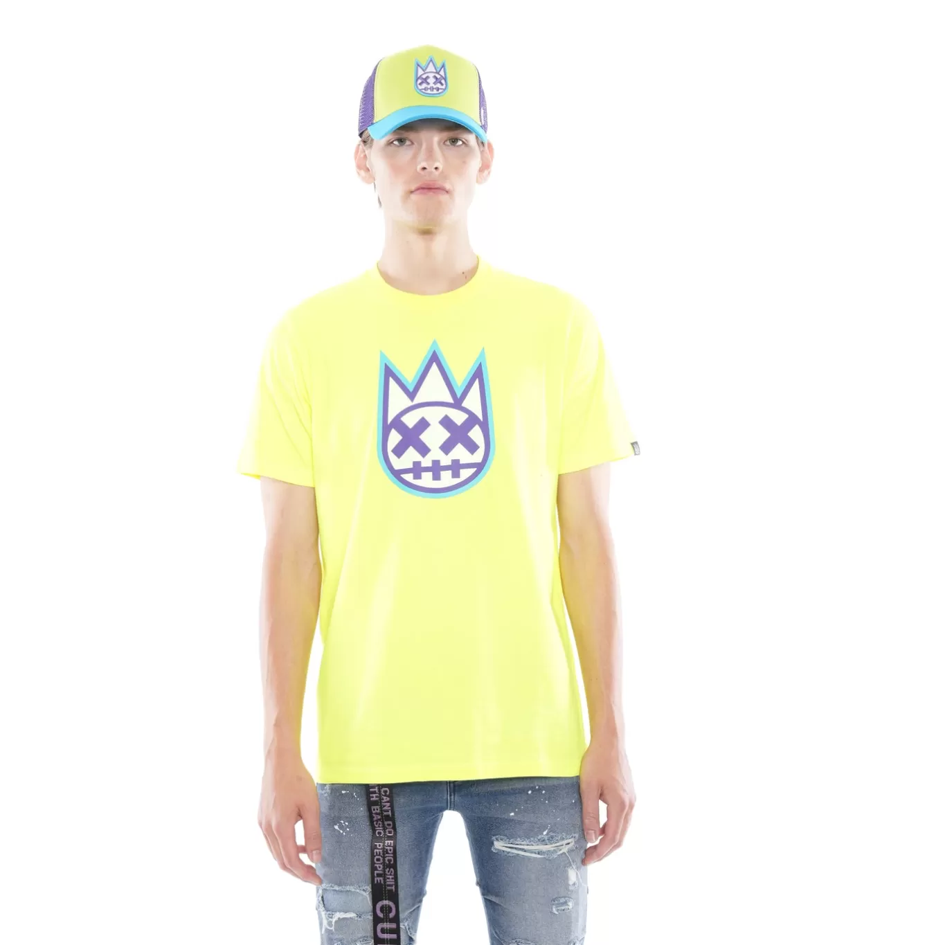 Cult Of Individuality T-Shirts<3D CLEAN SHIMUCHAN LOGO SHORT SLEEVE CREW NECK TEE IN HIGHLIGHTER GREEN