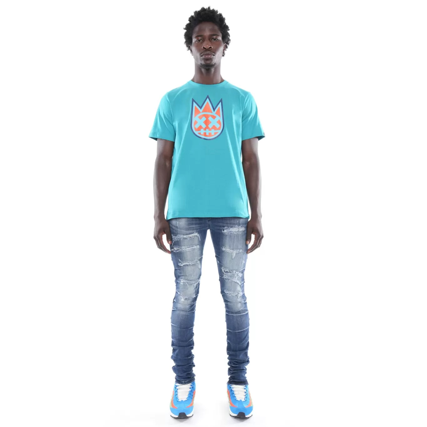 Cult Of Individuality T-Shirts<3D CLEAN SHIMUCHAN LOGO SHORT SLEEVE CREW NECK TEE IN TILE BLUE