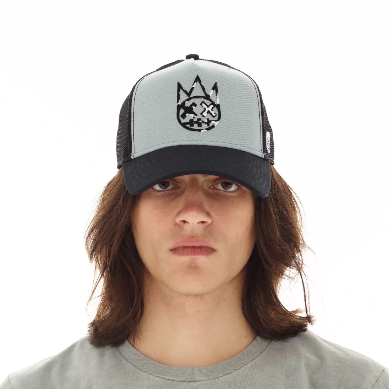 Cult Of Individuality Trucker Hats<CLEAN LOGO MESH BACK TRUCKER CURVED VISOR IN VINTAGE GREY GRAY