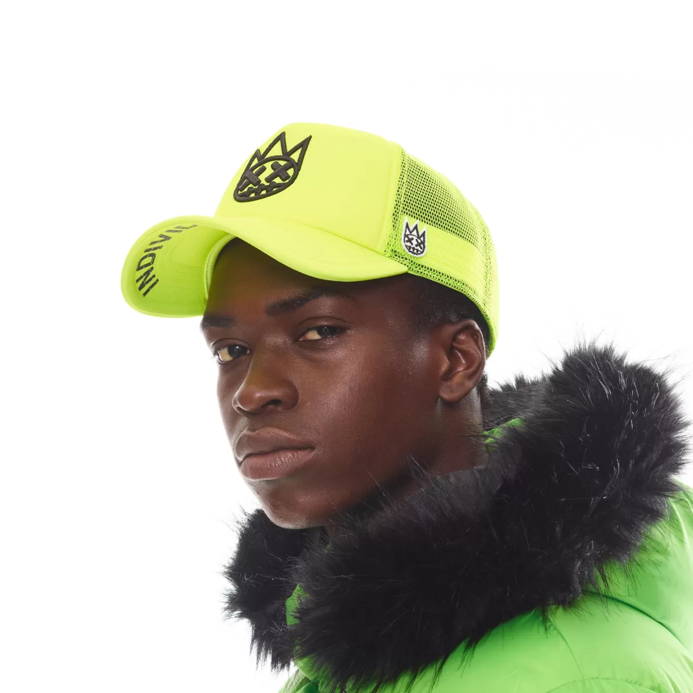 Cult Of Individuality Trucker Hats<CLEAN SHIMUCHAN LOGO MESH BACK TRUCKER HAT IN NEON YELLOW