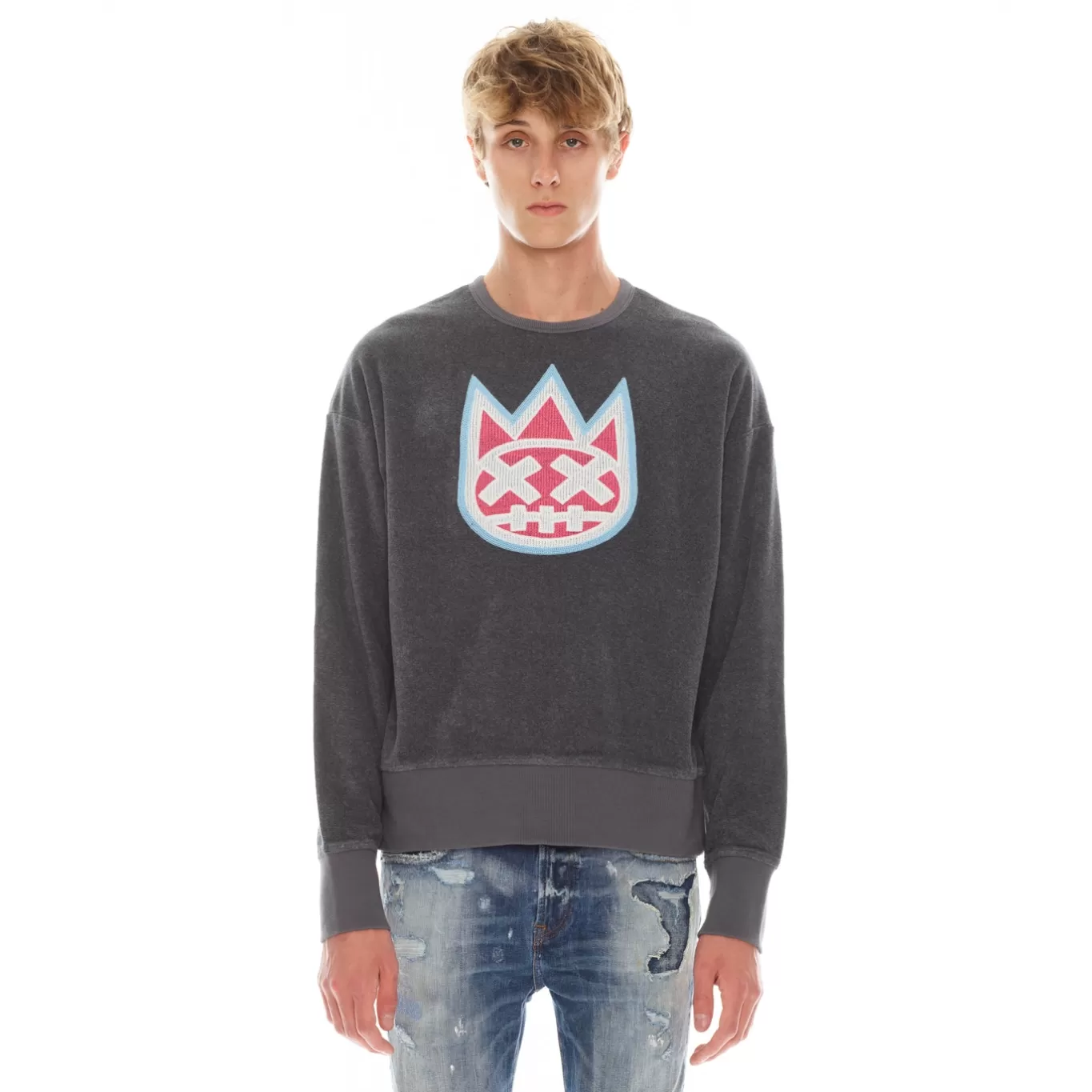 Cult Of Individuality Sweatshirts & Sweatpants<CREW NECK FLEECE IN CHARCOAL GRAY