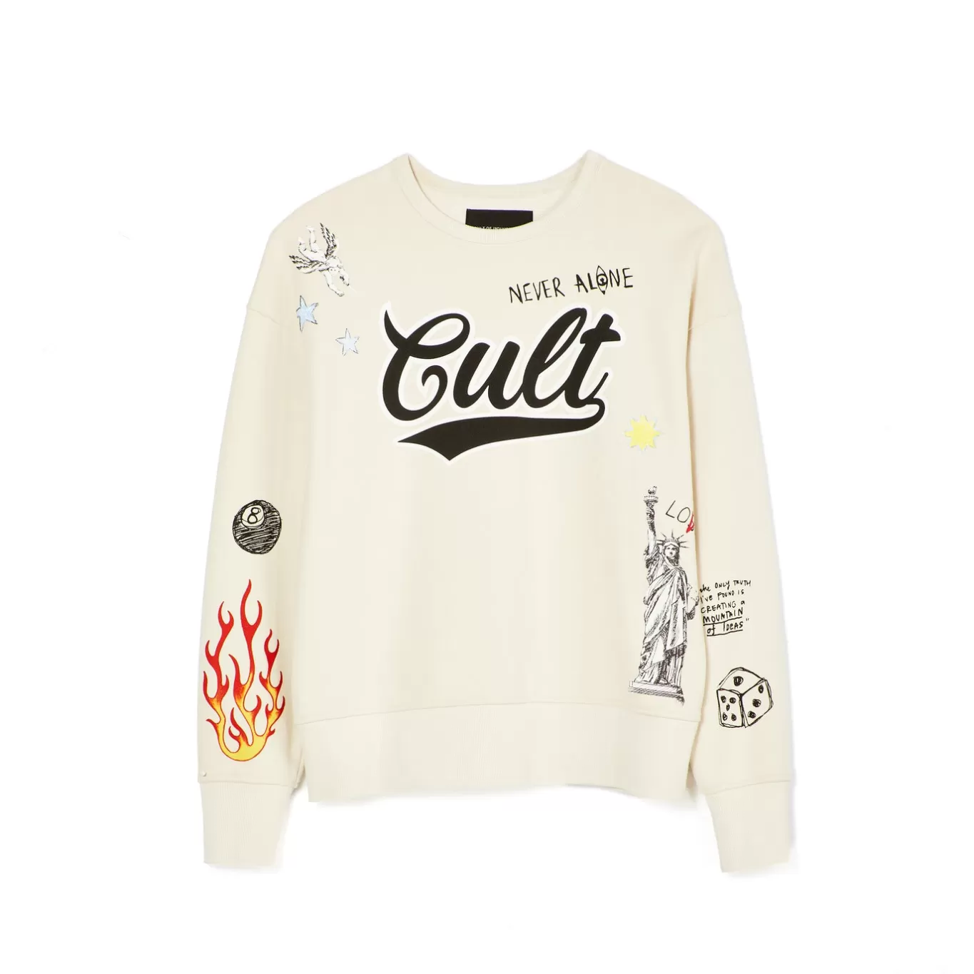 Cult Of Individuality Sweatshirts & Sweatpants<CREW NECK FLEECE IN GRAFFITI WHITE