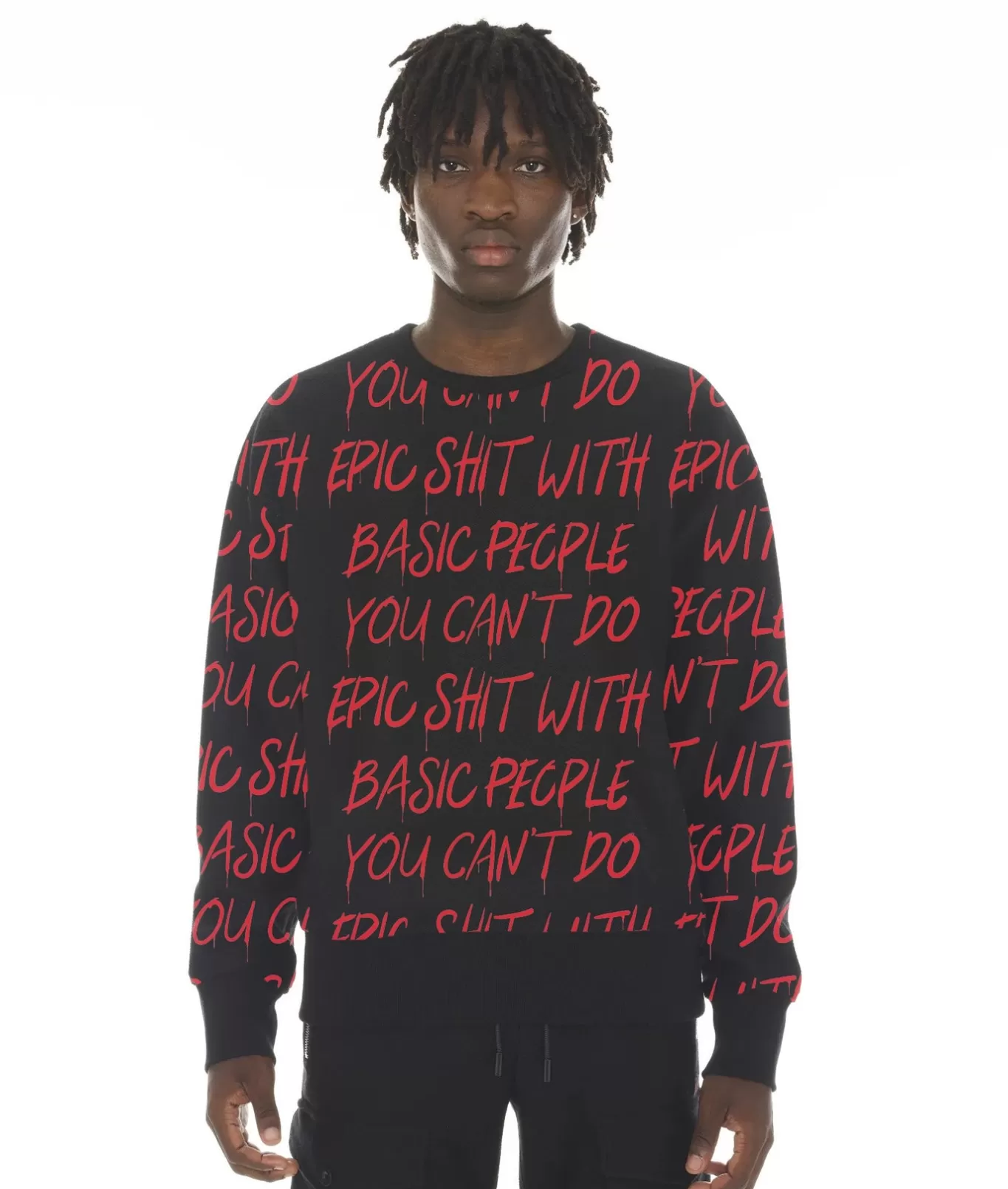 Cult Of Individuality Sweatshirts & Sweatpants<FRENCH TERRY CREWNECK SWEATSHIRT "CANT DO EPIC SHIT" IN BLACK