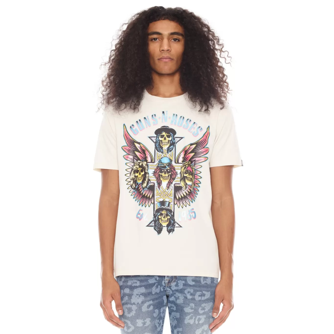 Cult Of Individuality T-Shirts<GUNS N ROSES SHORT SLEEVE CREW NECK TEE 26/1'S "GNR WINGS" IN WINTER WHITE
