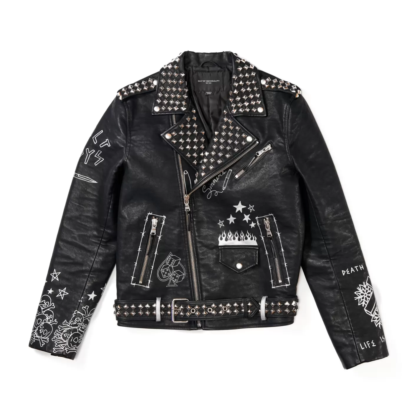 Cult Of Individuality Outerwear<LEATHER MOTO JACKET IN BLACK