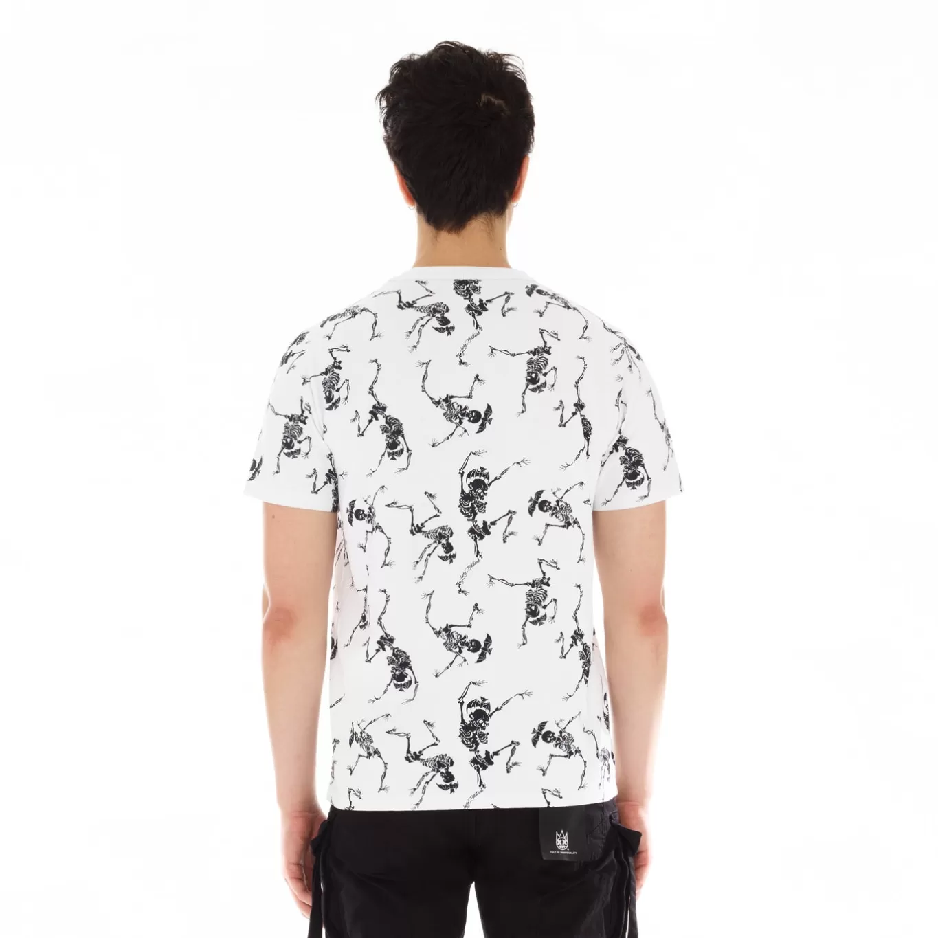 Cult Of Individuality T-Shirts<LUCKY BASTARD SHORT SLEEVE CREW NECK TEE "SKELETON" IN WHITE