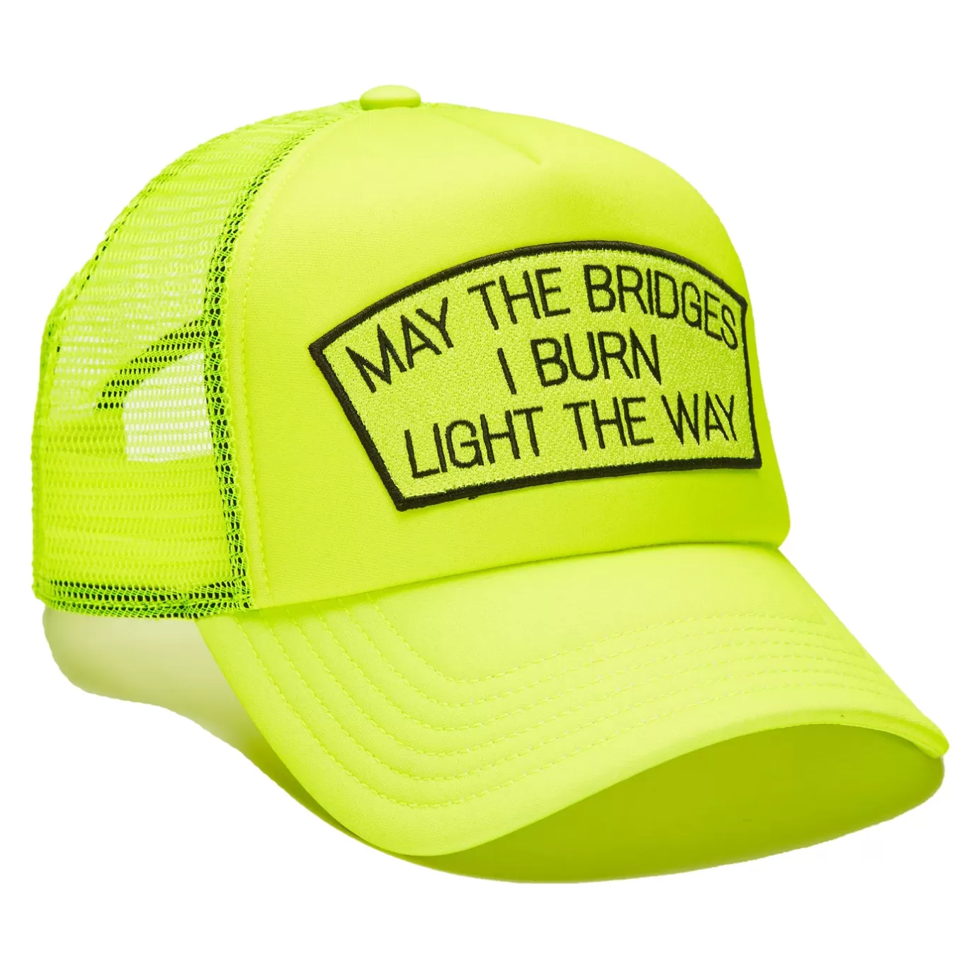 Cult Of Individuality Trucker Hats<MAY THE BRIDGES I BURN MESH BACK TRUCKER HAT IN NEON YELLOW