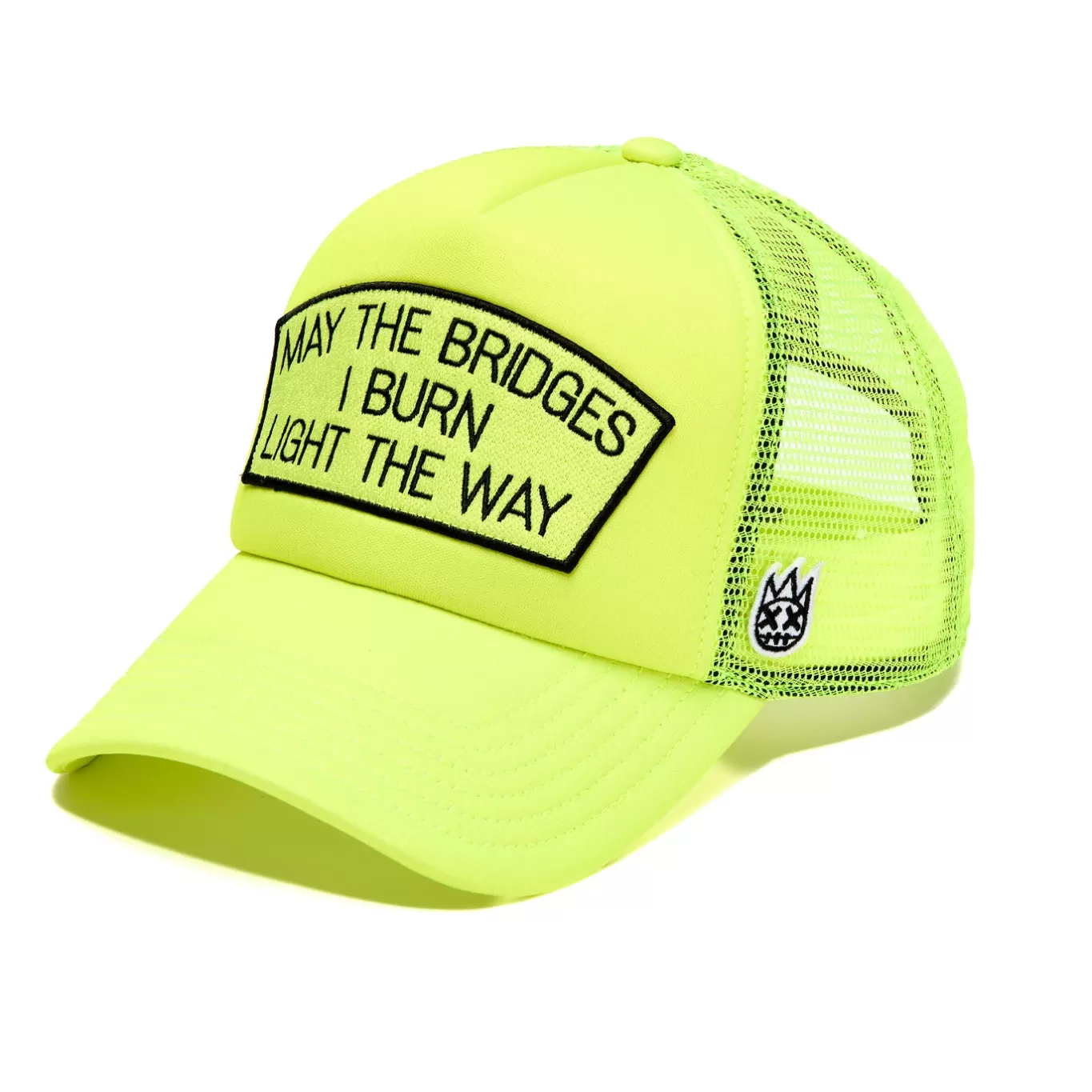 Cult Of Individuality Trucker Hats<MAY THE BRIDGES I BURN MESH BACK TRUCKER HAT IN NEON YELLOW