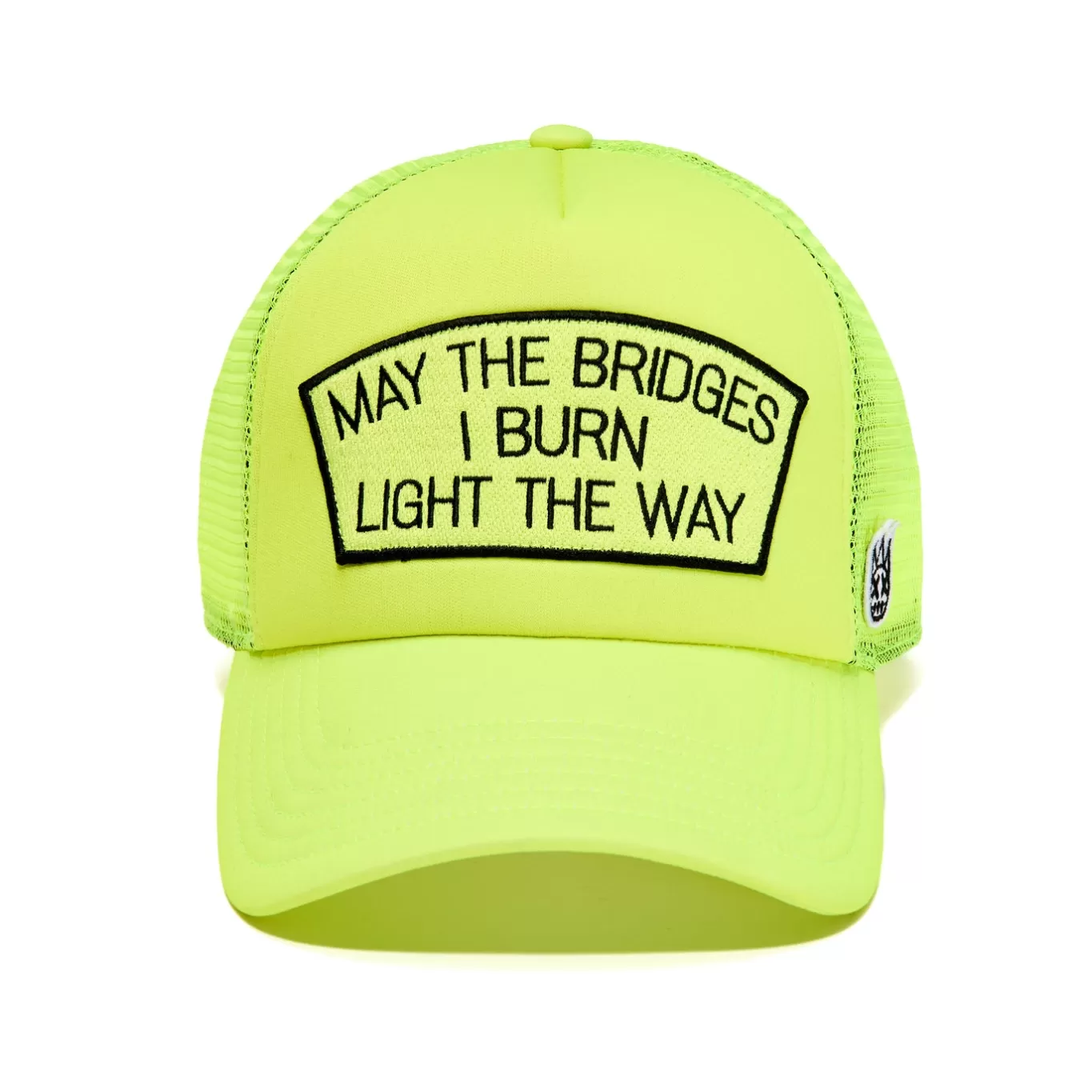 Cult Of Individuality Trucker Hats<MAY THE BRIDGES I BURN MESH BACK TRUCKER HAT IN NEON YELLOW