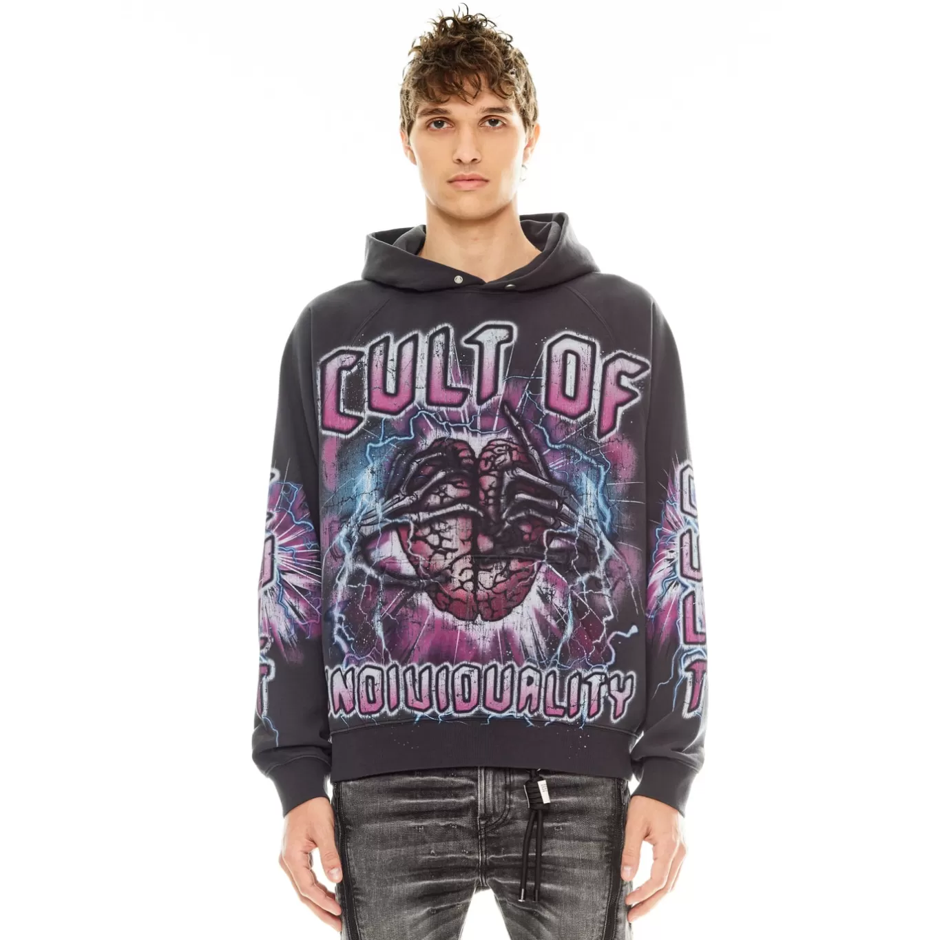 Cult Of Individuality Sweatshirts & Sweatpants<PULLOVER SWEATSHIRT IN VINTAGE CHARCOAL BLACK