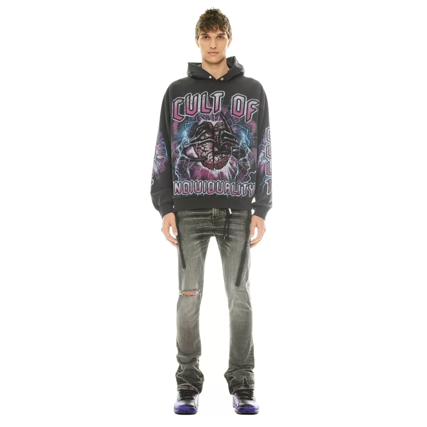 Cult Of Individuality Sweatshirts & Sweatpants<PULLOVER SWEATSHIRT IN VINTAGE CHARCOAL BLACK