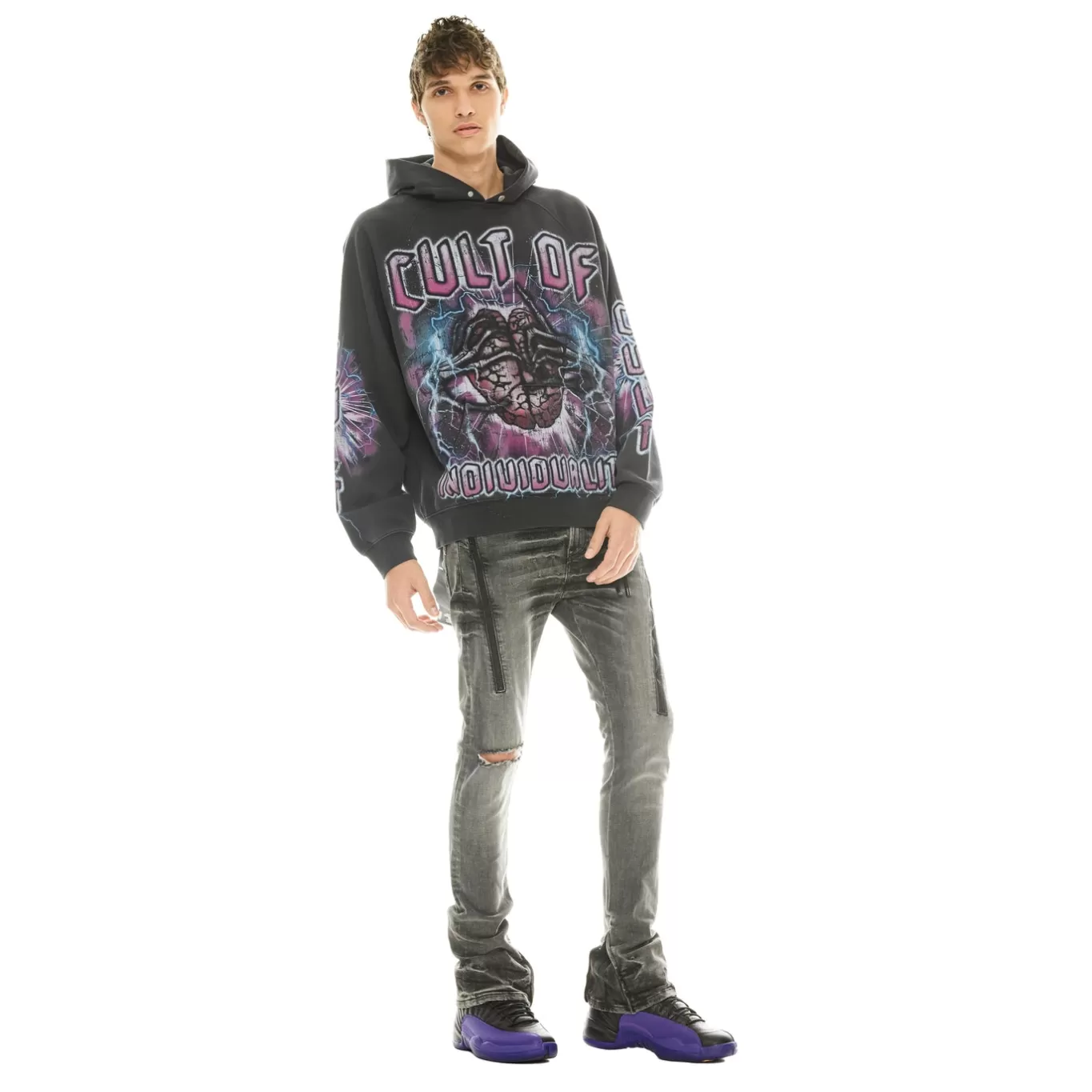 Cult Of Individuality Sweatshirts & Sweatpants<PULLOVER SWEATSHIRT IN VINTAGE CHARCOAL BLACK
