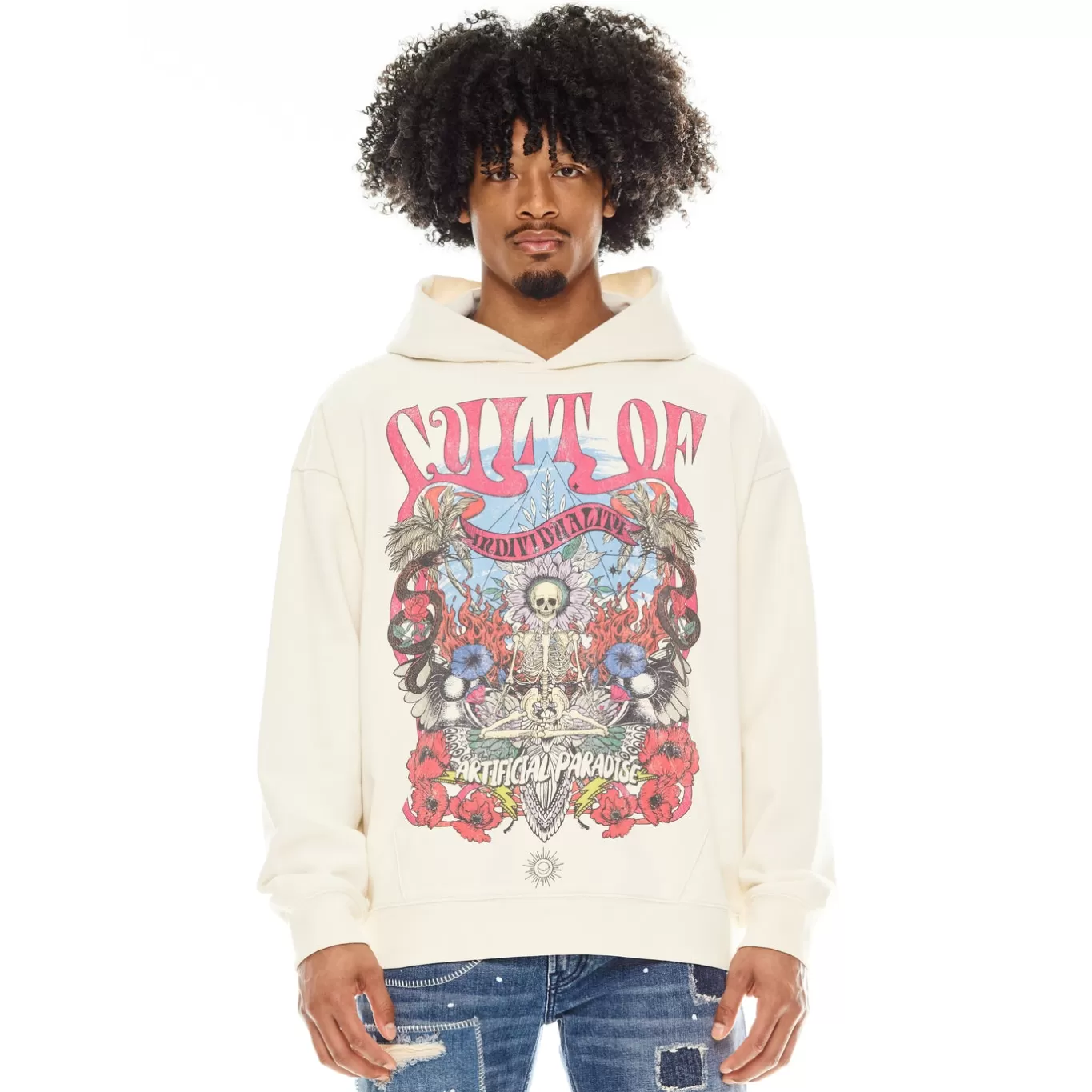 Cult Of Individuality Sweatshirts & Sweatpants<PULLOVER SWEATSHIRT IN WINTER CREAM WHITE