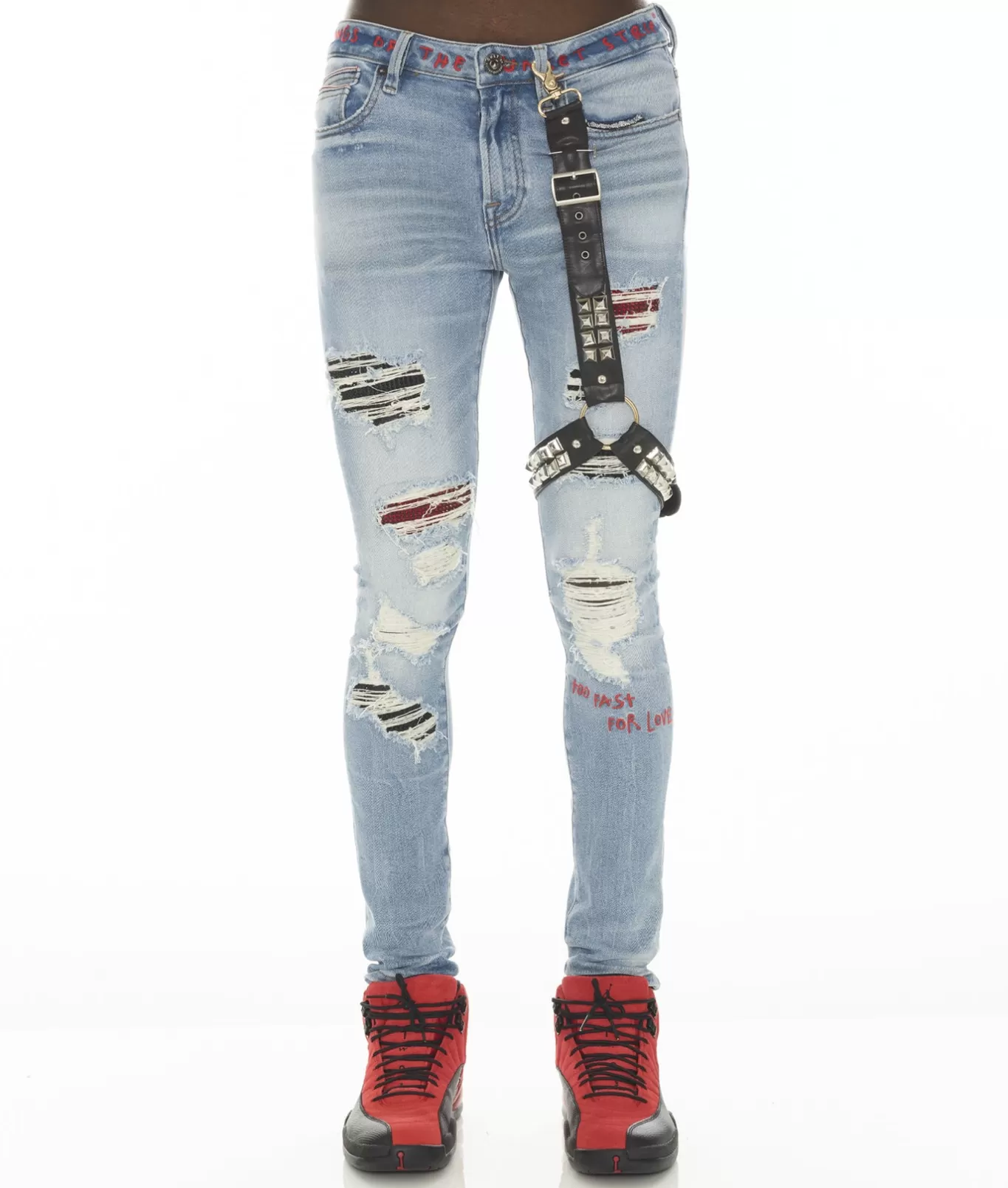 Cult Of Individuality Punk Super Skinny | Jeans<PUNK SUPER SKINNY 220 STUD MOTLEY CRUE IN CRUE BLUE