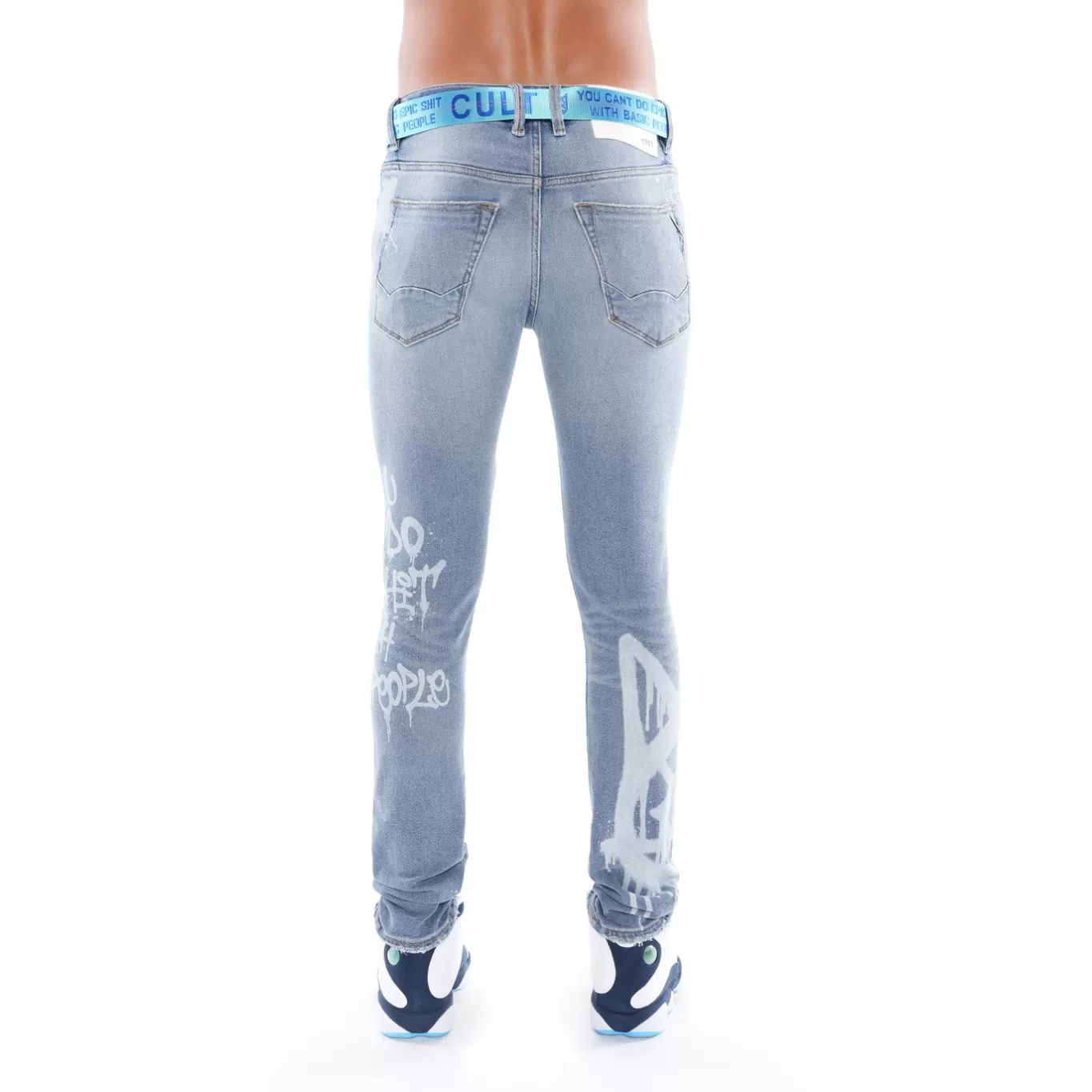 Cult Of Individuality Punk Super Skinny | Jeans<PUNK SUPER SKINNY BELTED STRETCH IN SPRAY BLUE