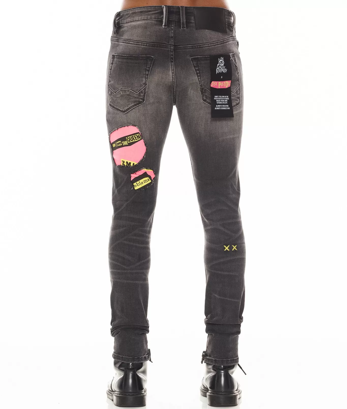 Cult Of Individuality Punk Super Skinny | Jeans<PUNK SUPER SKINNY "SEX PISTOLS" IN BOLLOCKS BLACK