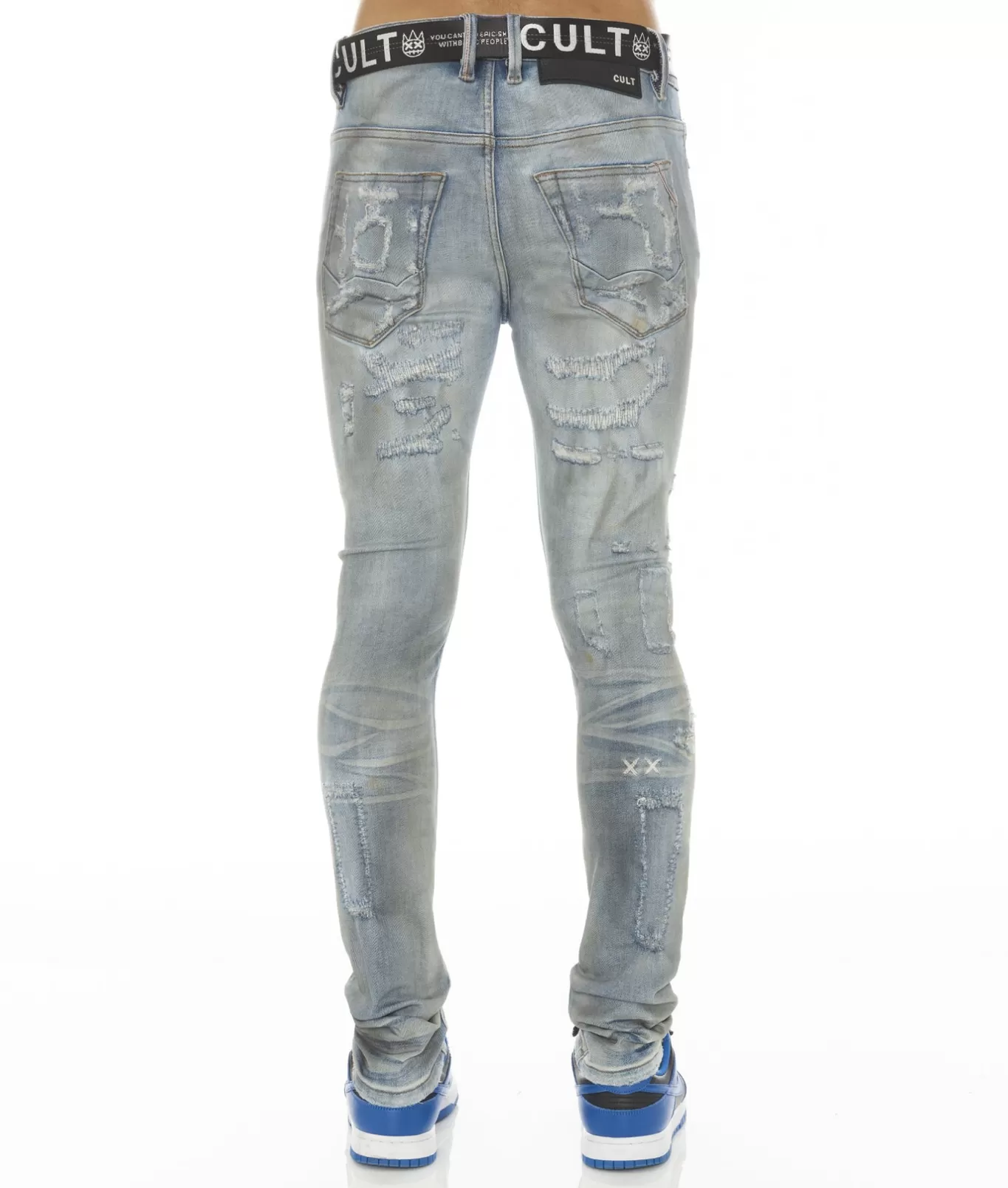 Cult Of Individuality Punk Super Skinny | Jeans<PUNK SUPER SKINNY STRETCH W/ BELT IN AZTEC BLUE