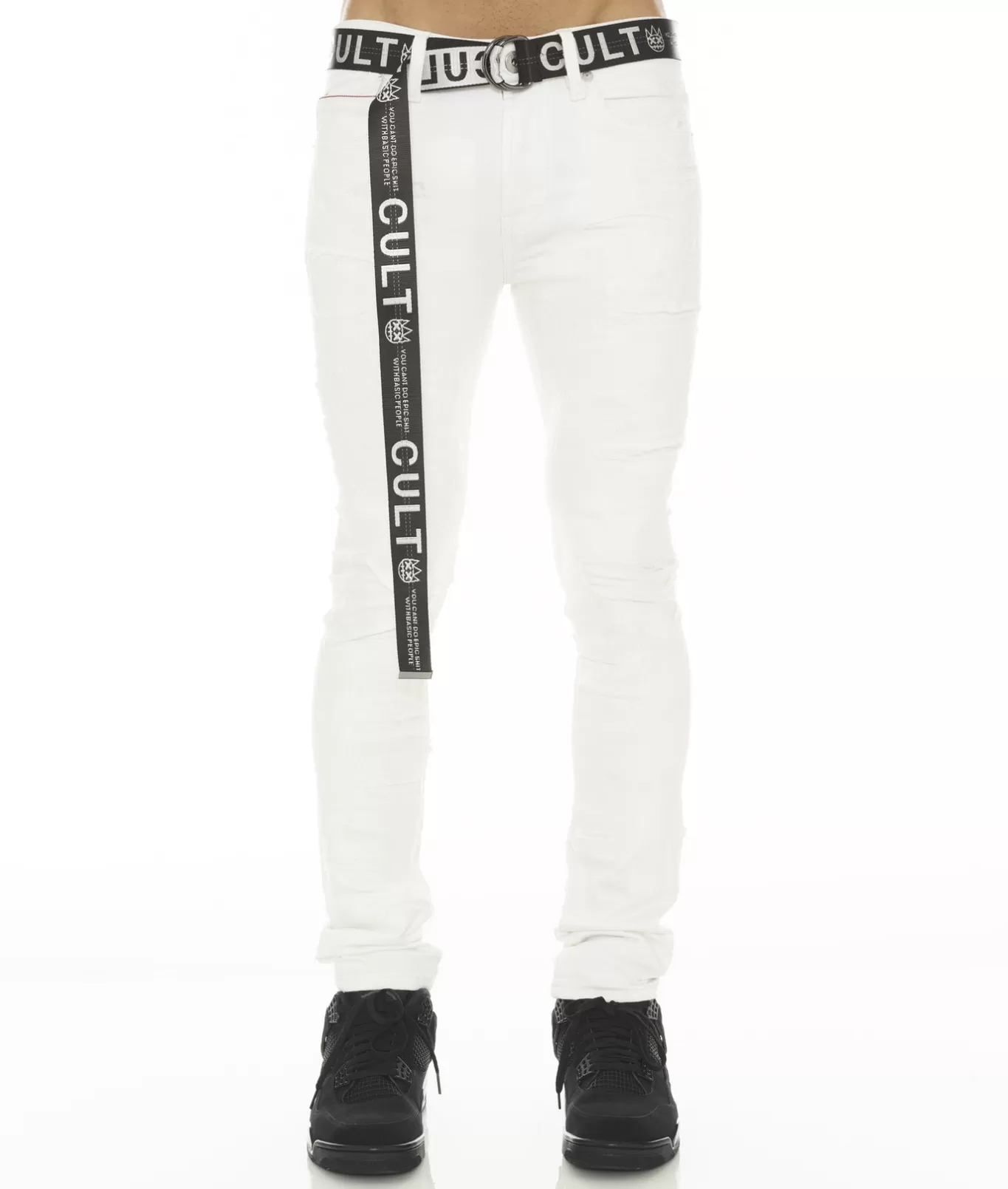 Cult Of Individuality Punk Super Skinny | Jeans<PUNK SUPER SKINNY STRETCH /w BELT IN GRUNDGE WHITE