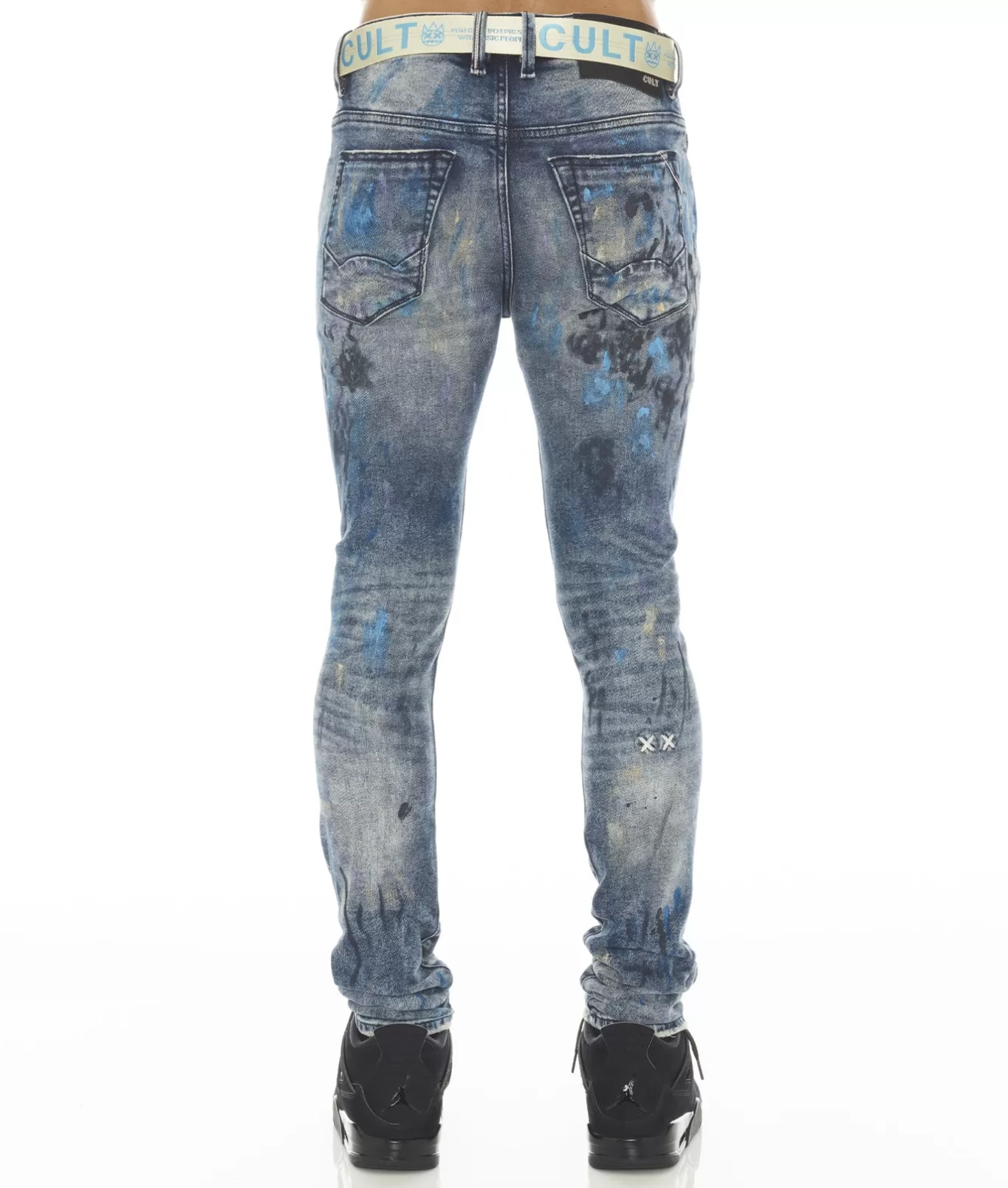 Cult Of Individuality Punk Super Skinny | Jeans<PUNK SUPER SKINNY STRETCH W/BABY BELT IN ABSTRACT BLUE