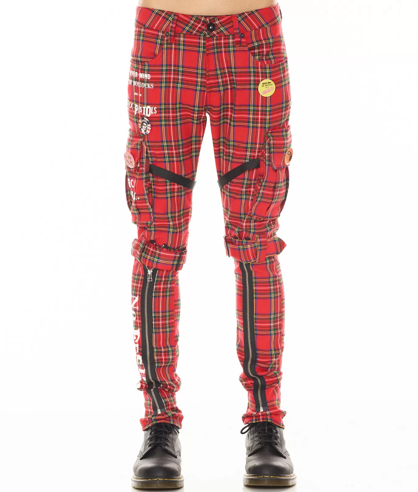 Cult Of Individuality Cargos | Jeans<ROCKER CARGO "SEX PISTOLS" IN PLAID RED