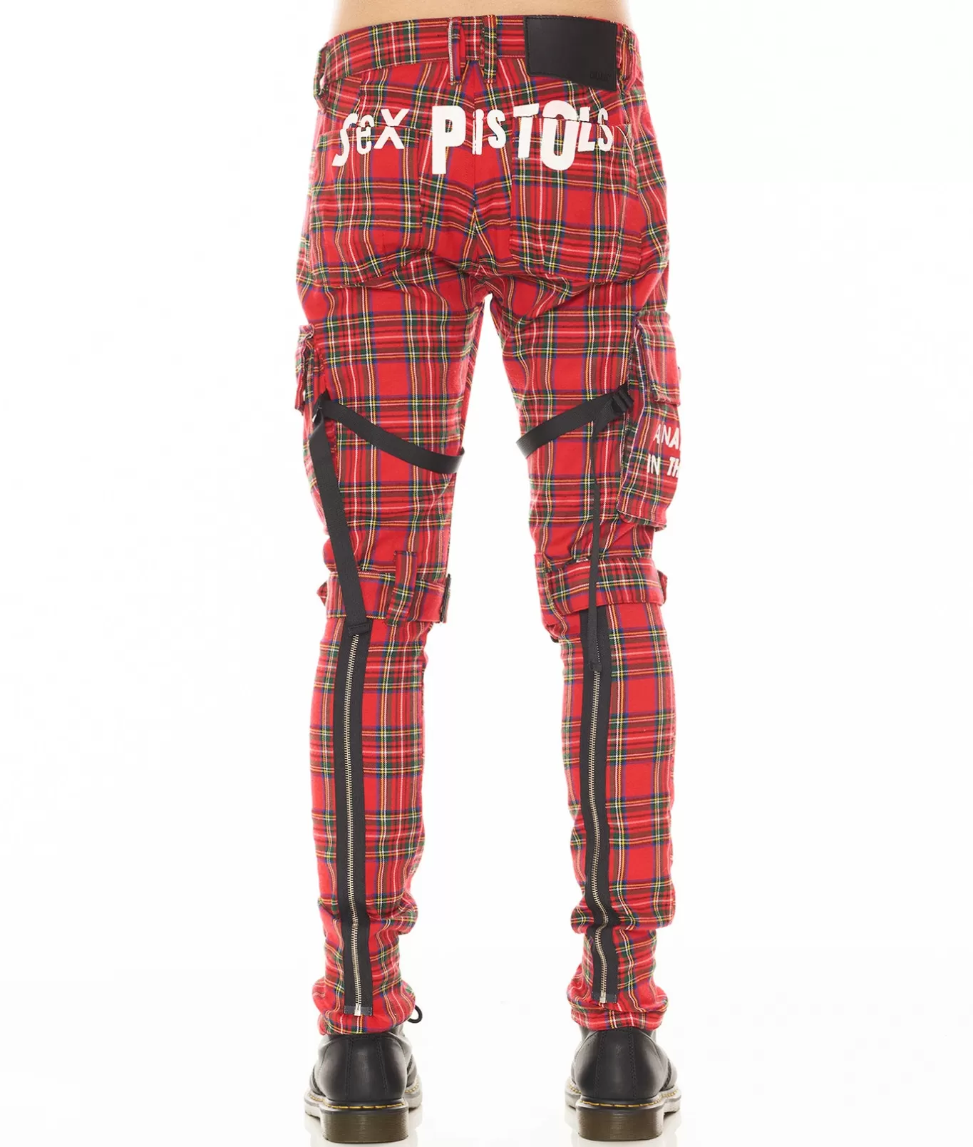 Cult Of Individuality Cargos | Jeans<ROCKER CARGO "SEX PISTOLS" IN PLAID RED