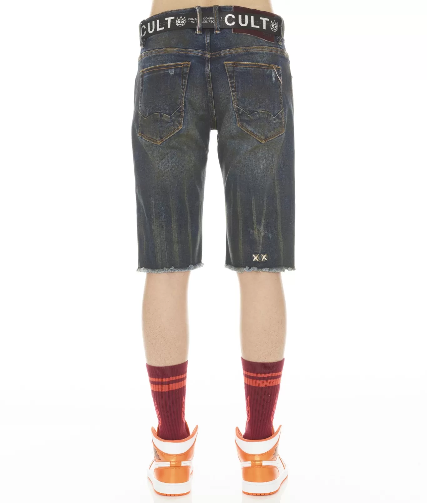 Cult Of Individuality Denim Shorts<ROCKER MENS SHORT STRETCH W/ BELT IN TIDAL BLUE