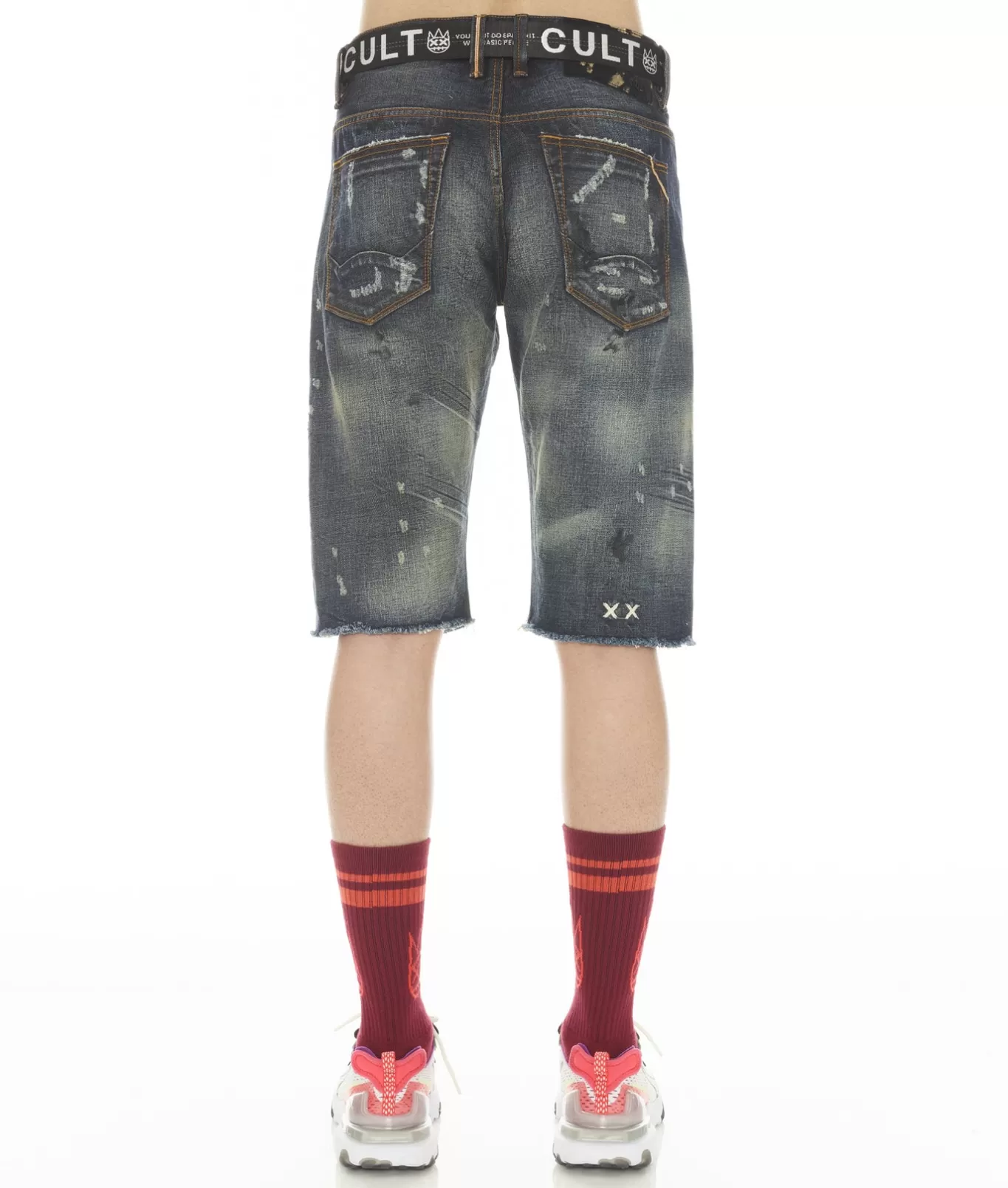 Cult Of Individuality Denim Shorts<ROCKER SHORT JAPANESE SELVAGE RIDGED W/ BELT IN TARVICK BLUE