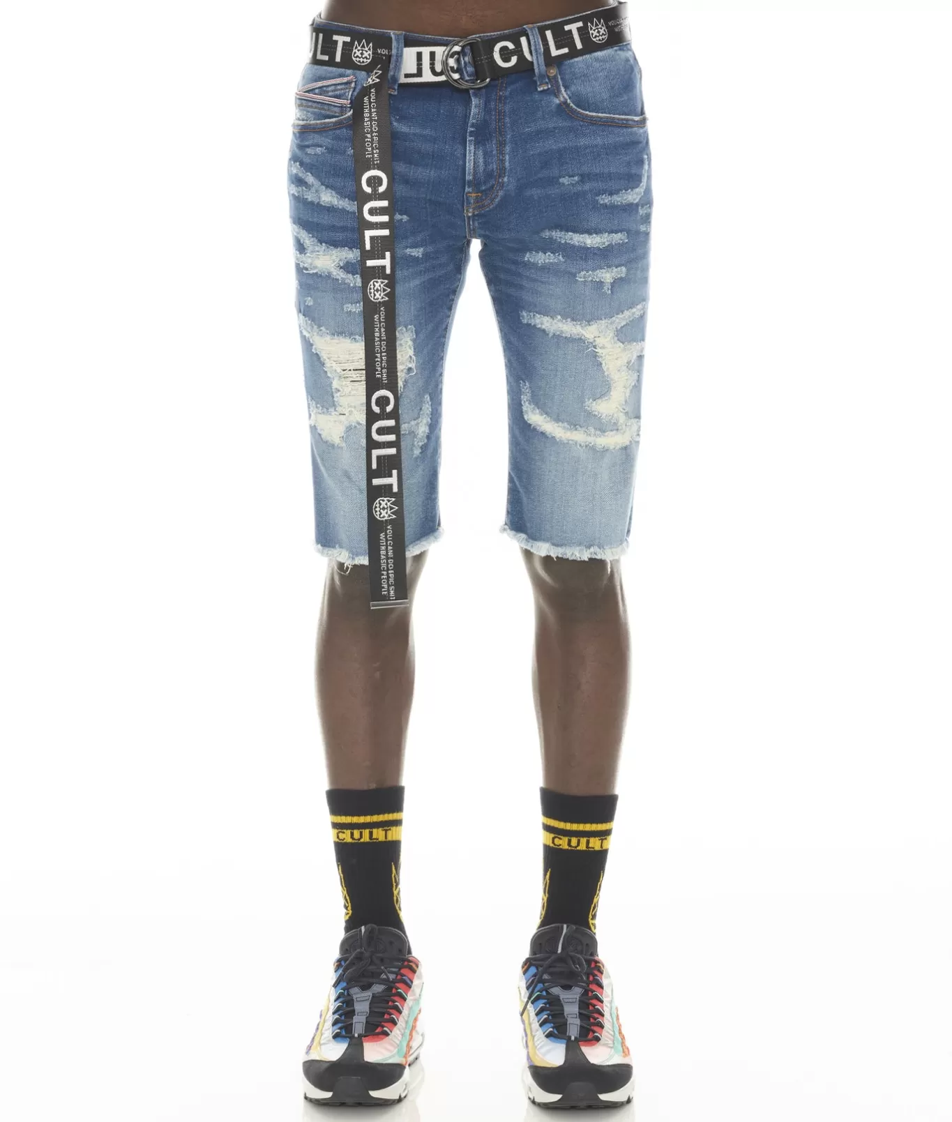 Cult Of Individuality Denim Shorts<ROCKER SHORT STRETCH BELTED IN RAZOR BLUE