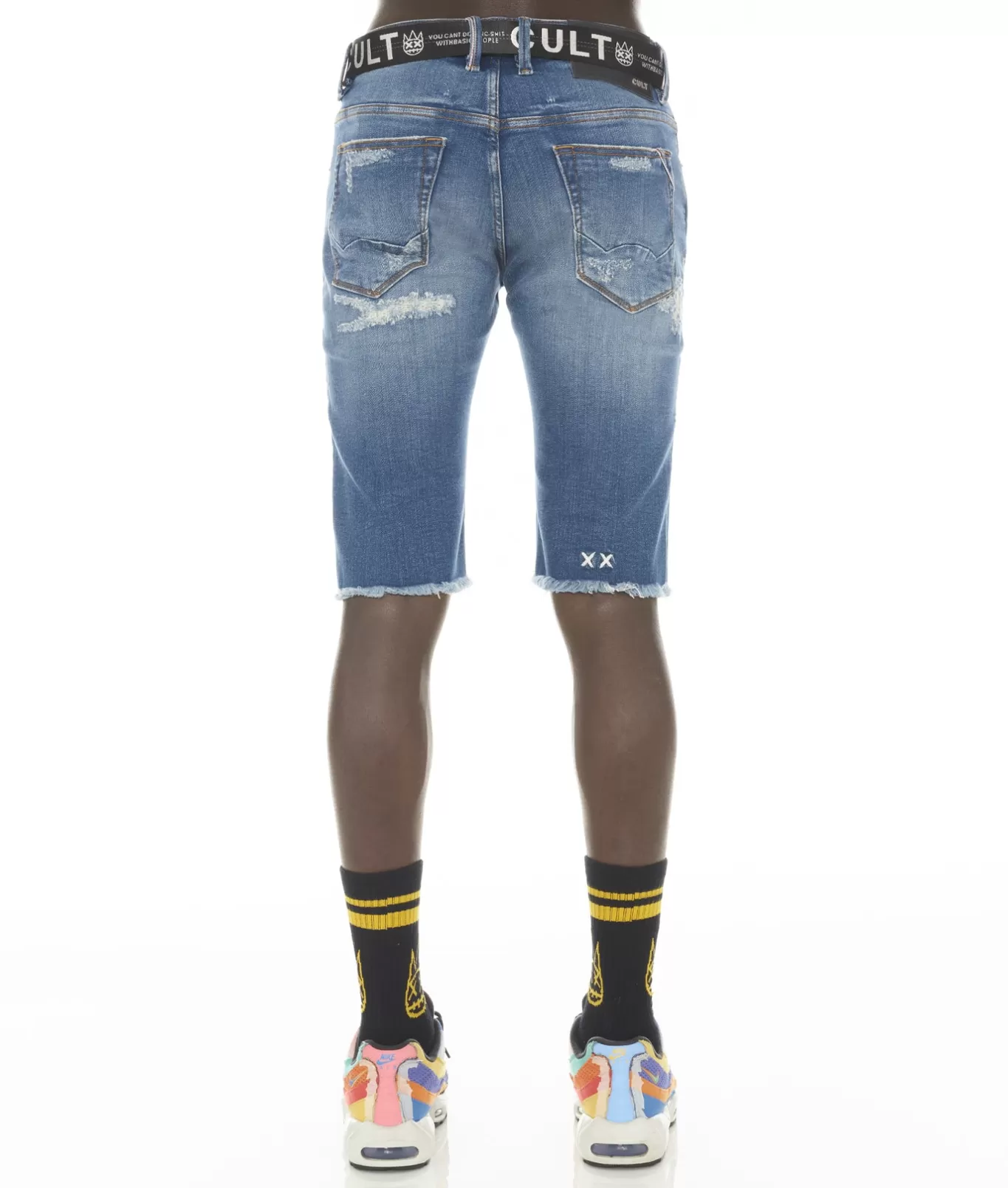 Cult Of Individuality Denim Shorts<ROCKER SHORT STRETCH BELTED IN RAZOR BLUE