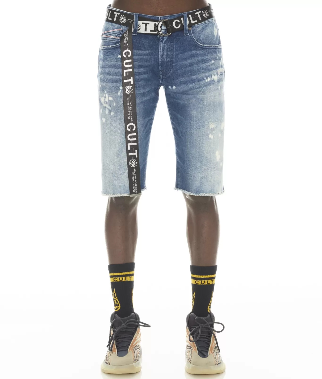 Cult Of Individuality Denim Shorts<ROCKER SHORT STRETCH W/ BELT IN DUNE BLUE