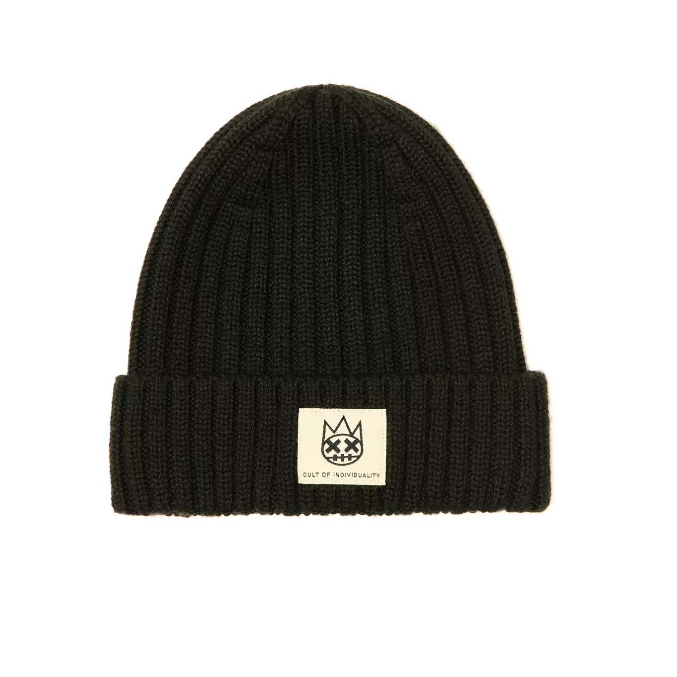 Cult Of Individuality Knit Hats<SHIMUCHAN LOGO KNIT HAT IN VINTAGE BLACK