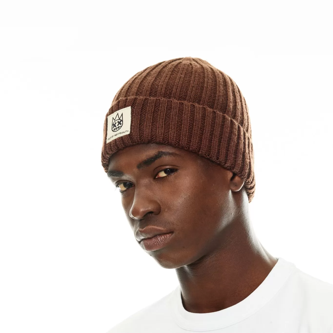 Cult Of Individuality Knit Hats<SHIMUCHAN LOGO KNIT HAT IN VINTAGE BROWN