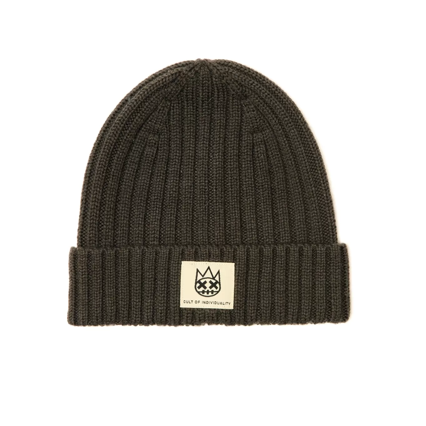 Cult Of Individuality Knit Hats<SHIMUCHAN LOGO KNIT HAT IN VINTAGE CHARCOAL GRAY
