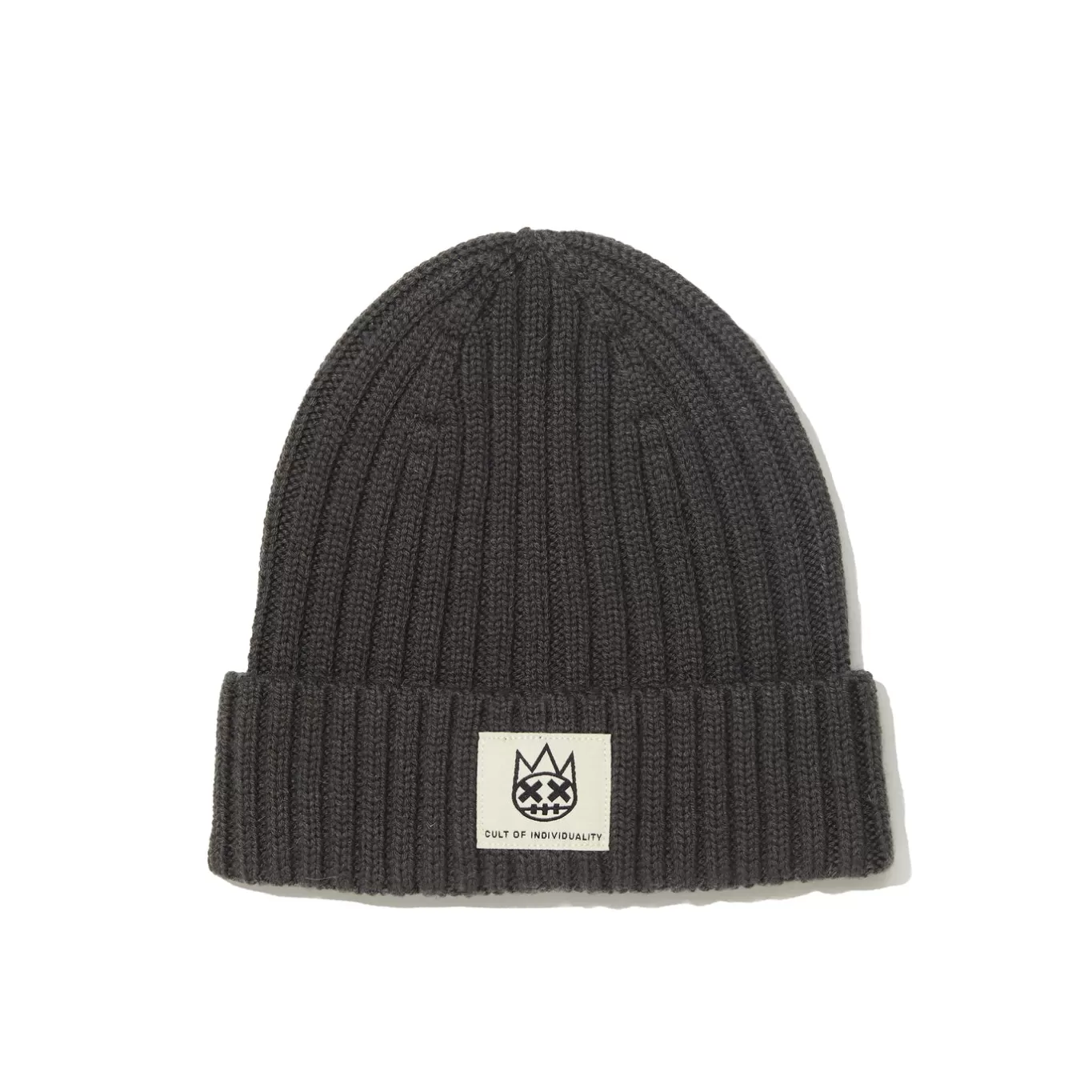 Cult Of Individuality Knit Hats<SHIMUCHAN LOGO KNIT HAT IN VINTAGE CHARCOAL GRAY