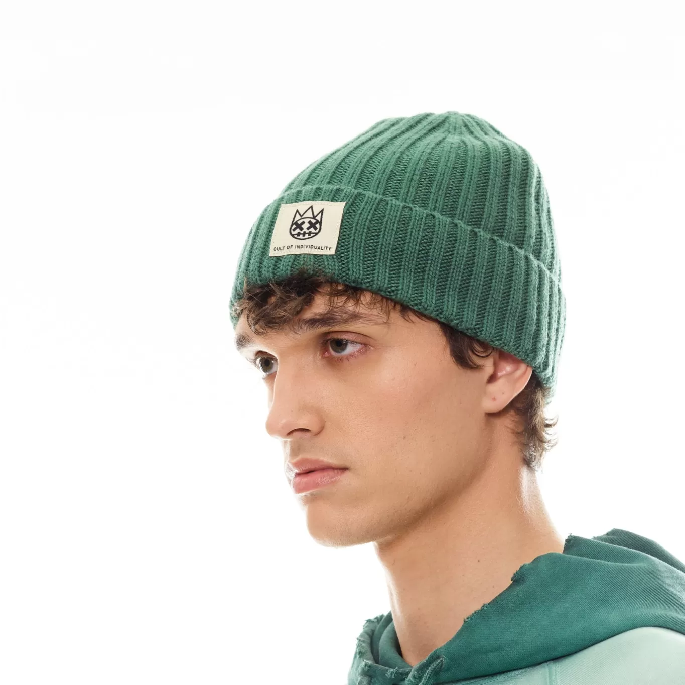 Cult Of Individuality Knit Hats<SHIMUCHAN LOGO KNIT HAT IN VINTAGE GREEN
