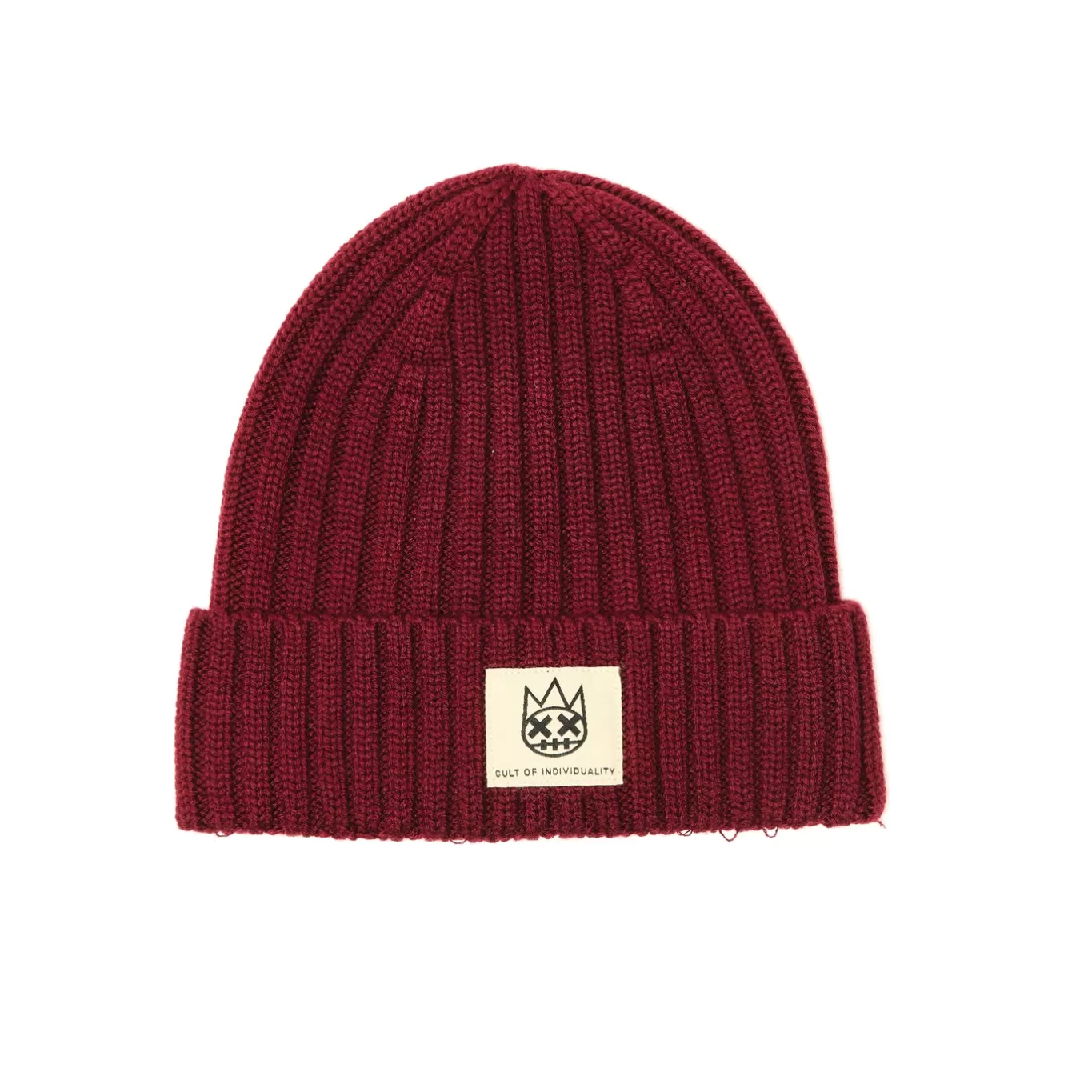 Cult Of Individuality Knit Hats<SHIMUCHAN LOGO KNIT HAT IN VINTAGE MERLOT RED