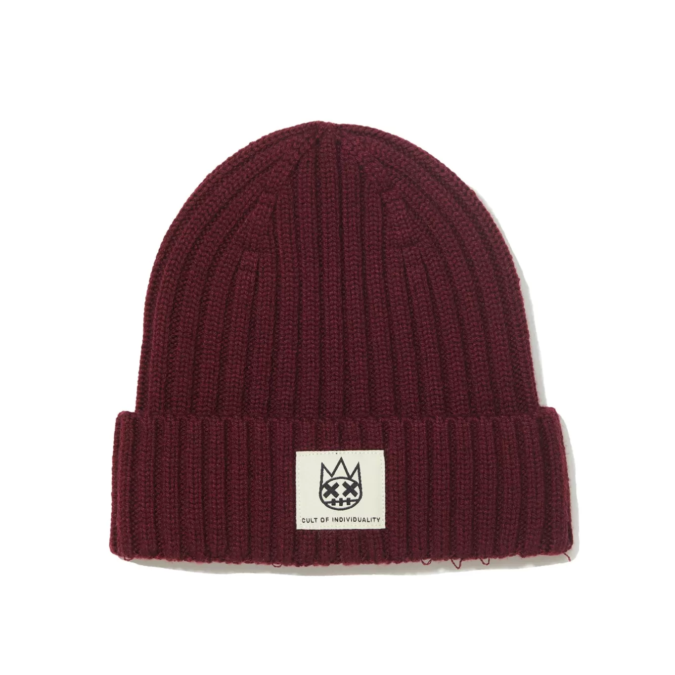 Cult Of Individuality Knit Hats<SHIMUCHAN LOGO KNIT HAT IN VINTAGE MERLOT RED