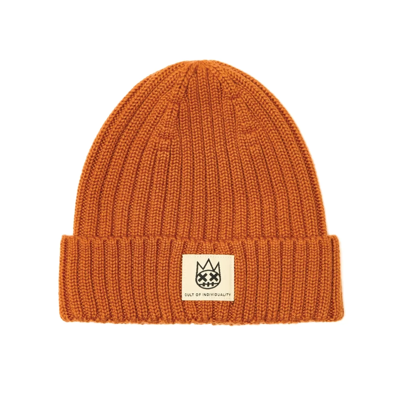 Cult Of Individuality Knit Hats<SHIMUCHAN LOGO KNIT HAT IN VINTAGE RUST ORANGE