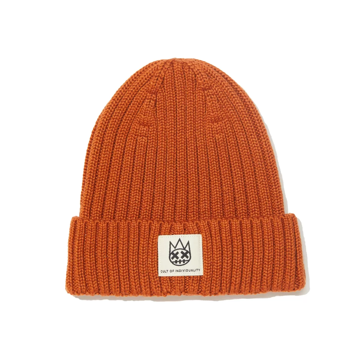 Cult Of Individuality Knit Hats<SHIMUCHAN LOGO KNIT HAT IN VINTAGE RUST ORANGE