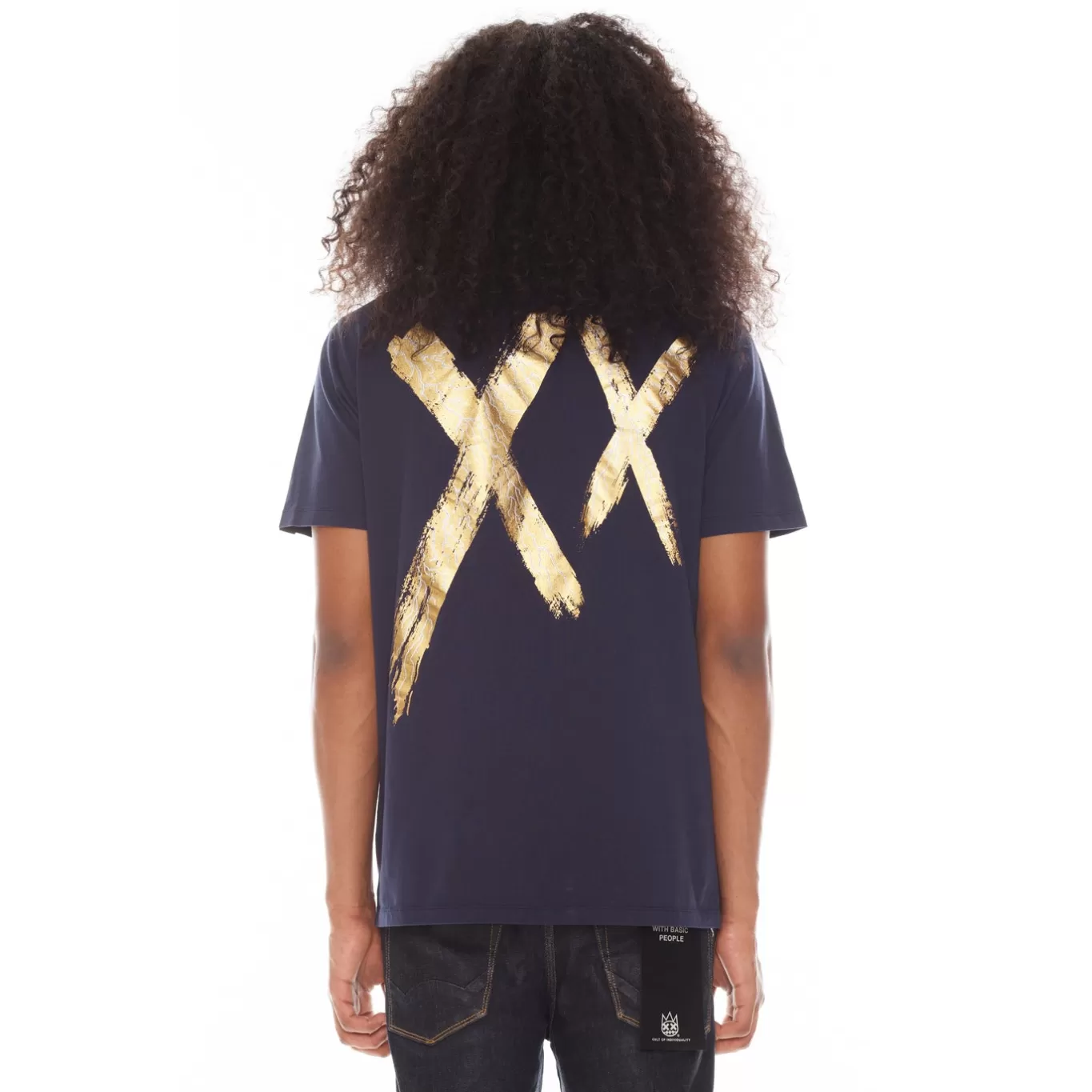 Cult Of Individuality T-Shirts<SHORT SLEEVE CREW NECK TEE 26/1'S "FOIL XX" IN NAVY BLUE