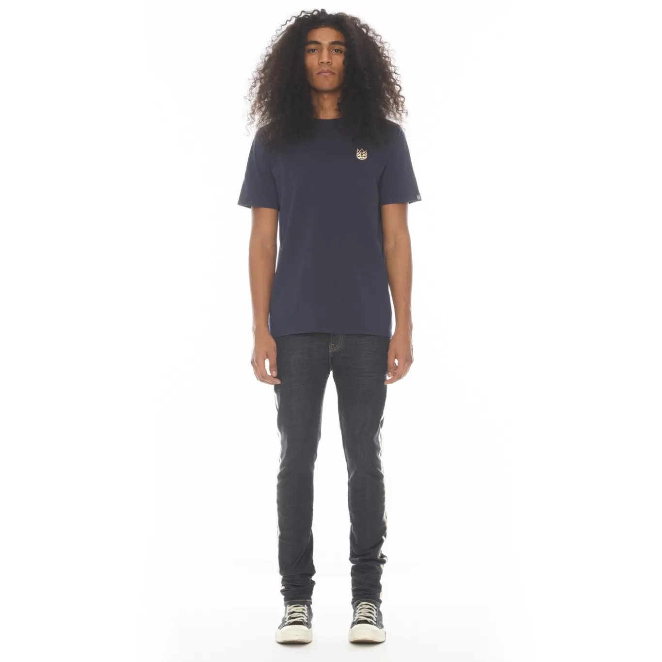 Cult Of Individuality T-Shirts<SHORT SLEEVE CREW NECK TEE 26/1'S "FOIL XX" IN NAVY BLUE