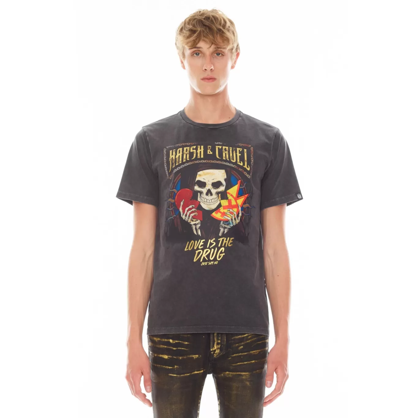 Cult Of Individuality T-Shirts<SHORT SLEEVE CREW NECK TEE 26/1'S "HARSH & CRUEL" IN VINTAGE CHARCOAL GRAY