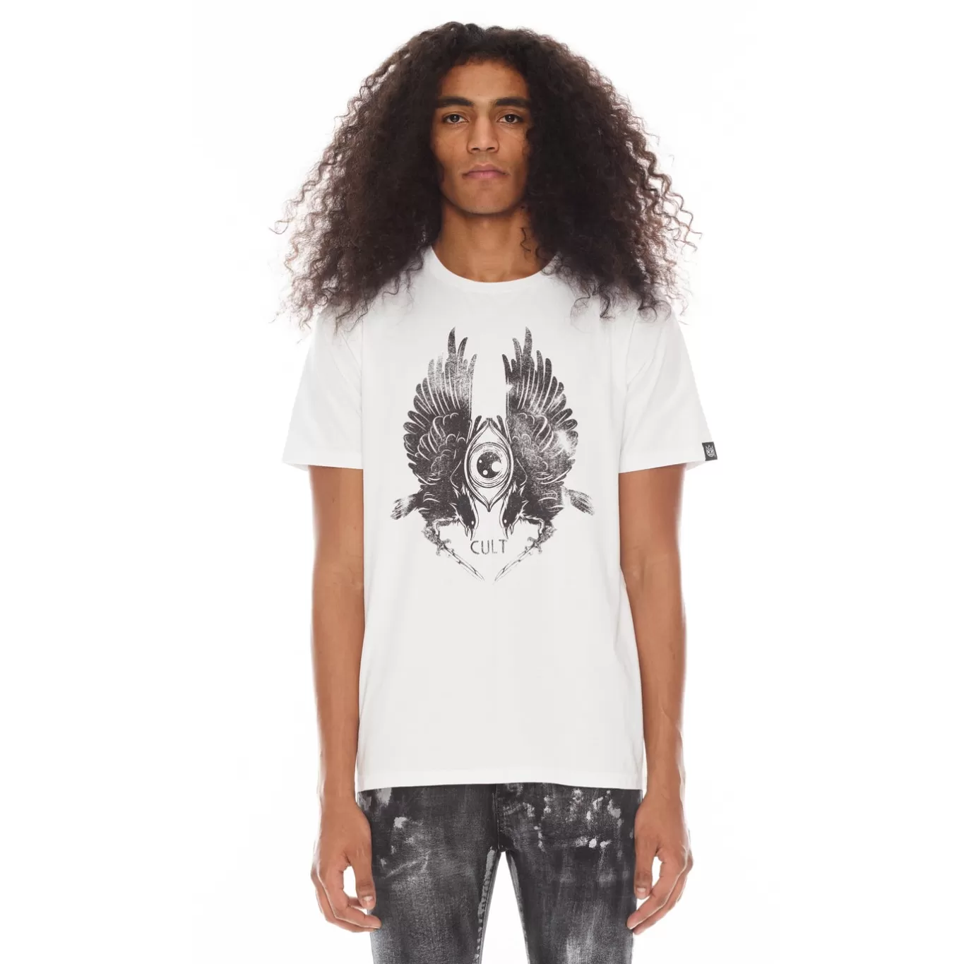 Cult Of Individuality T-Shirts<SHORT SLEEVE CREW NECK TEE 26/1'S "RAVEN" IN WHITE