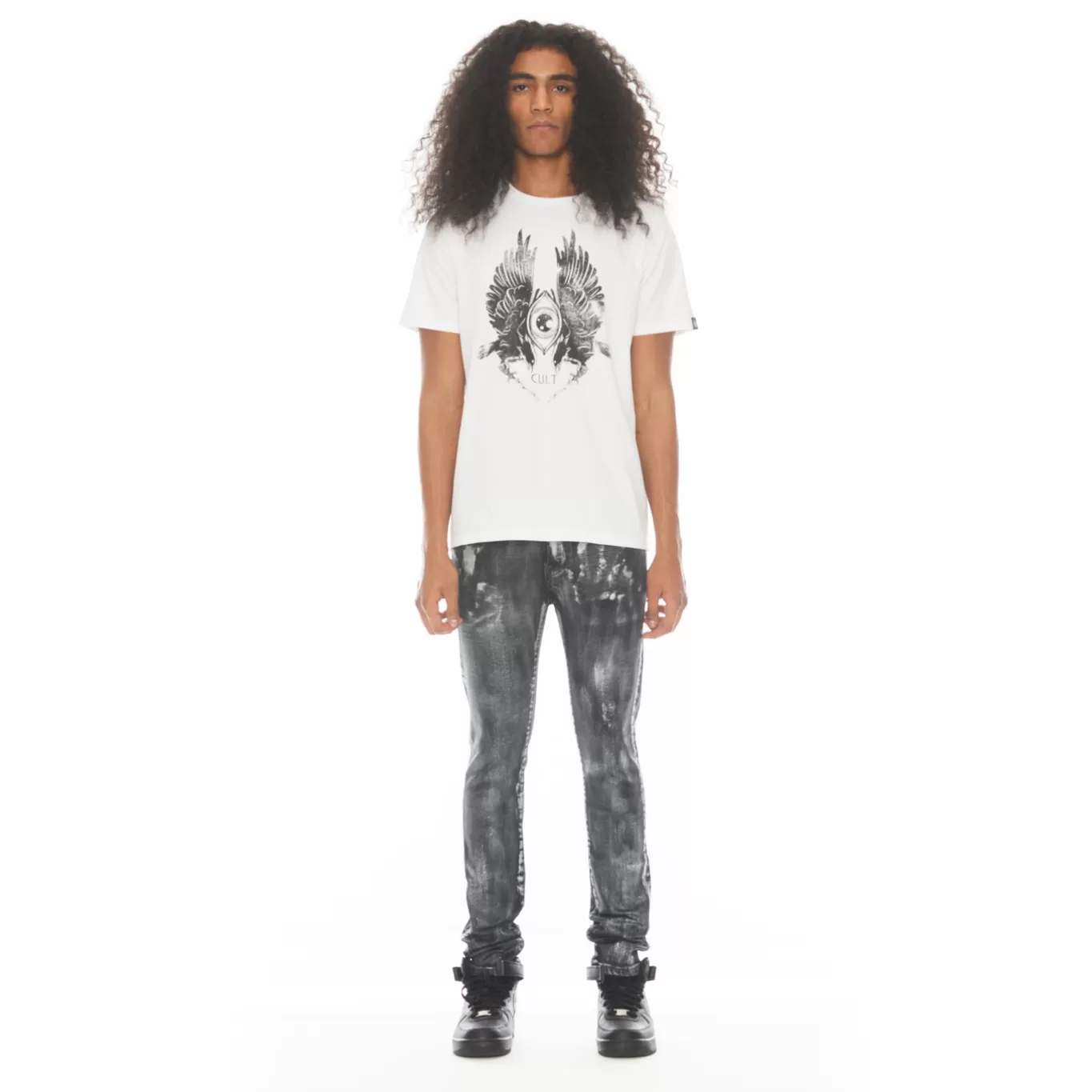 Cult Of Individuality T-Shirts<SHORT SLEEVE CREW NECK TEE 26/1'S "RAVEN" IN WHITE