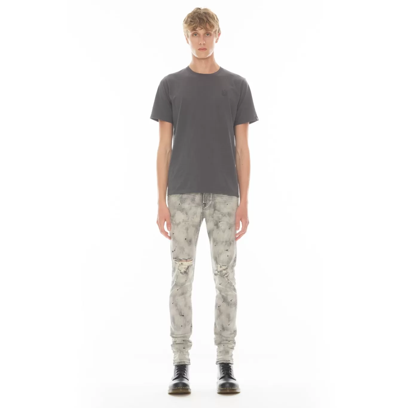 Cult Of Individuality T-Shirts<SHORT SLEEVE CREW NECK TEE 26/1'S "XX" IN CHARCOAL GRAY