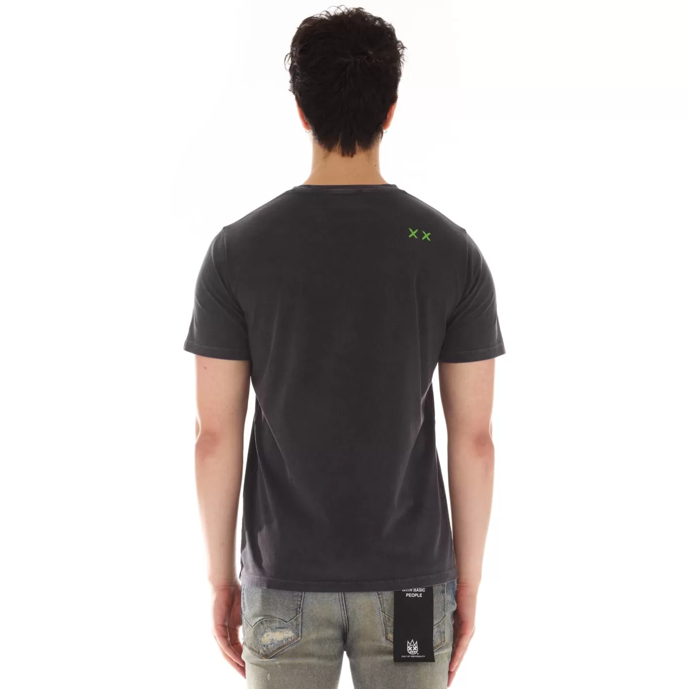Cult Of Individuality T-Shirts<SHORT SLEEVE CREW NECK TEE "CHARLIE" IN VINTAGE CHARCOAL BLACK