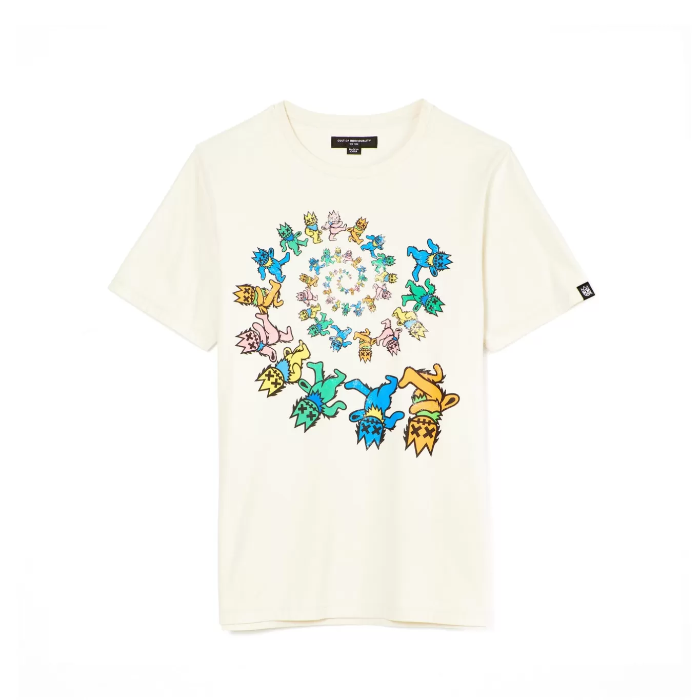Cult Of Individuality T-Shirts<SHORT SLEEVE CREW NECK TEE "DANCING BEARS" IN WINTER WHITE