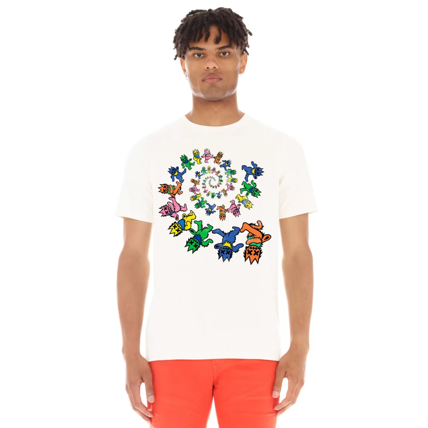 Cult Of Individuality T-Shirts<SHORT SLEEVE CREW NECK TEE "DANCING BEARS" IN WINTER WHITE