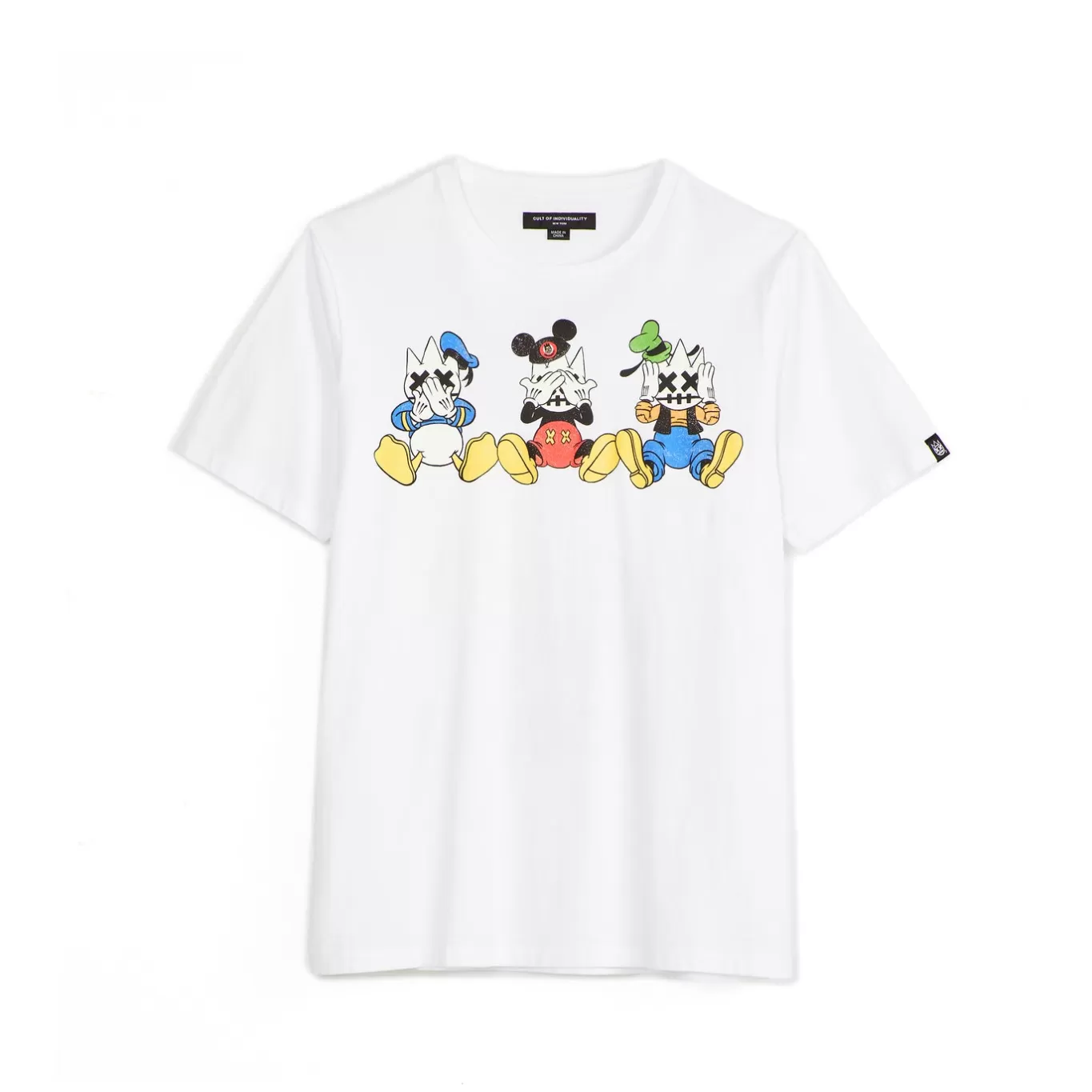 Cult Of Individuality T-Shirts<SHORT SLEEVE CREW NECK TEE "SEE, SPEAK, HEAR NO EVIL" IN WHITE