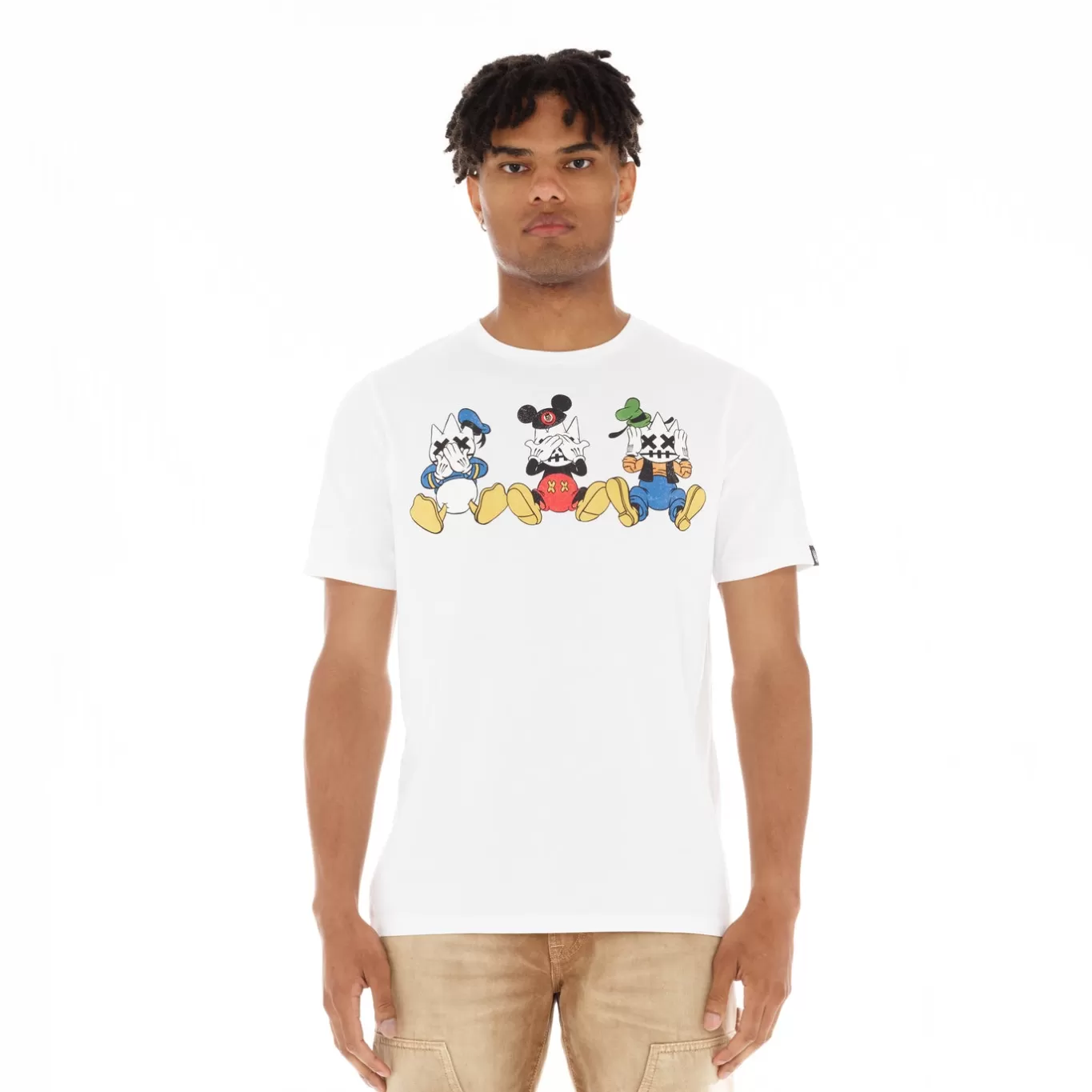 Cult Of Individuality T-Shirts<SHORT SLEEVE CREW NECK TEE "SEE, SPEAK, HEAR NO EVIL" IN WHITE
